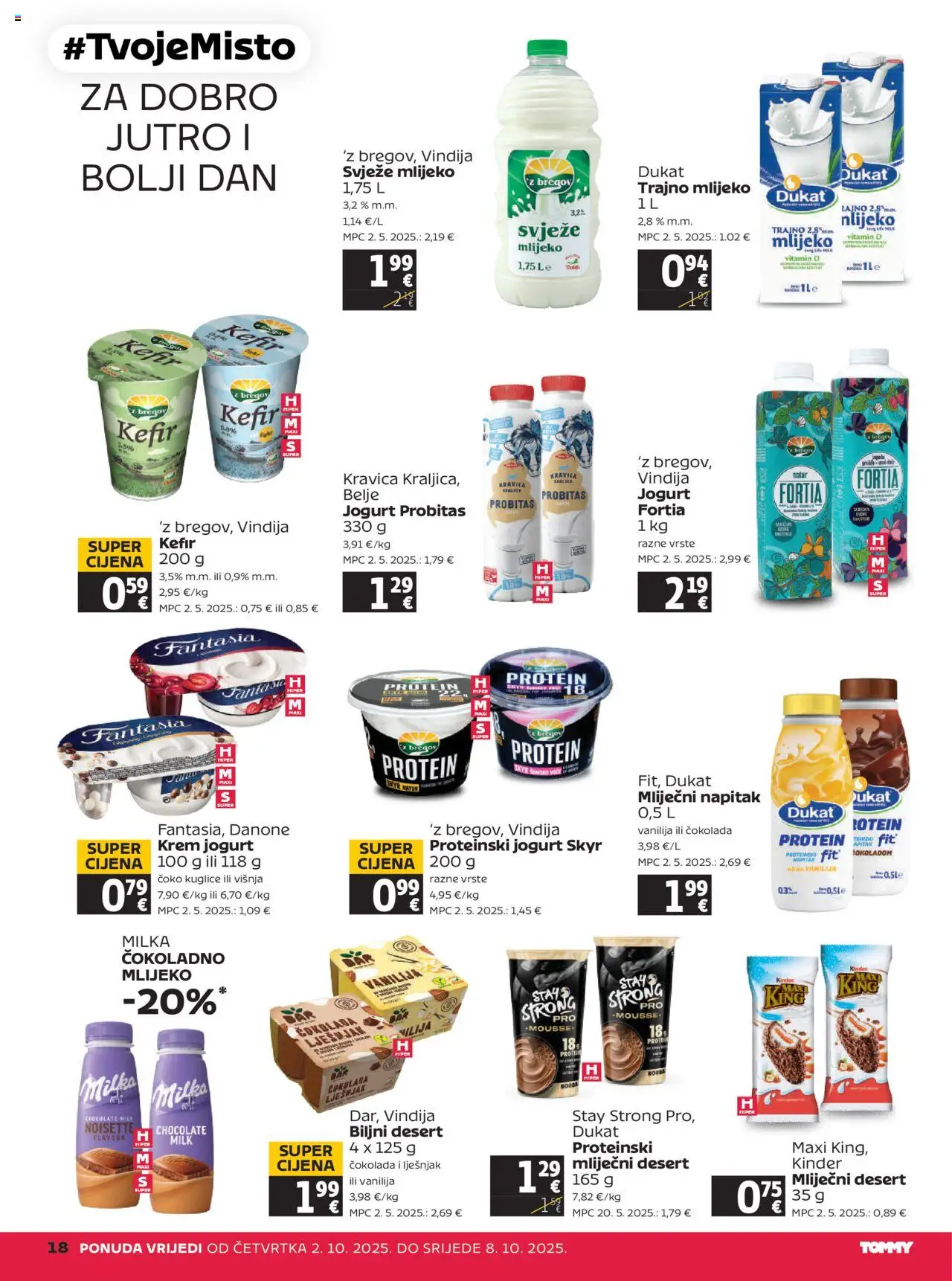 Tommy katalog | vrijedi od 02.10.2025 | Stranica: 18 | Proizvodi: Mlijeko, Trajno mlijeko, Kefir, Milka