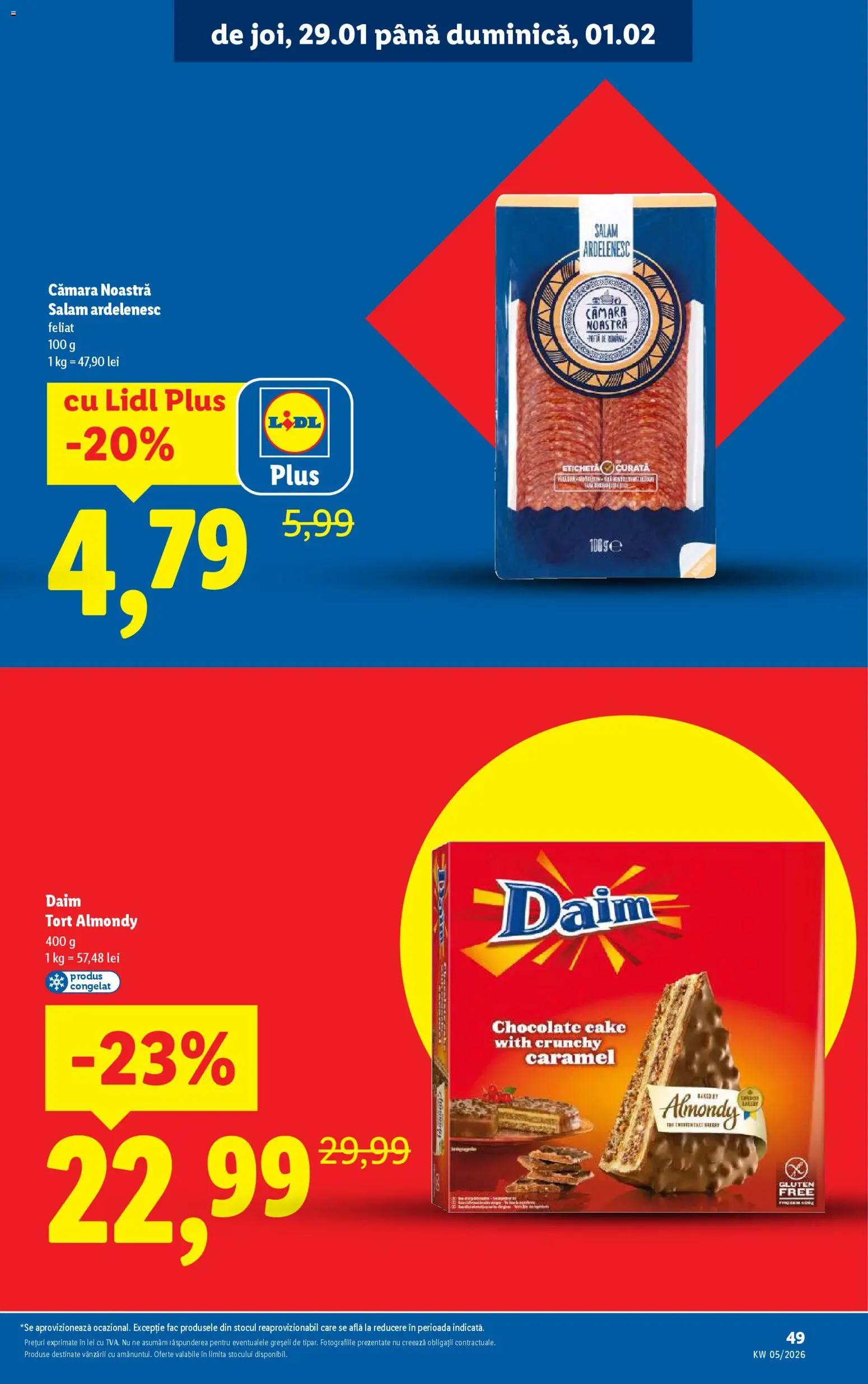 Noul catalog Lidl – valabil de la 26.01.2026 | Pagină: 49 | Produse: Tort, Salam