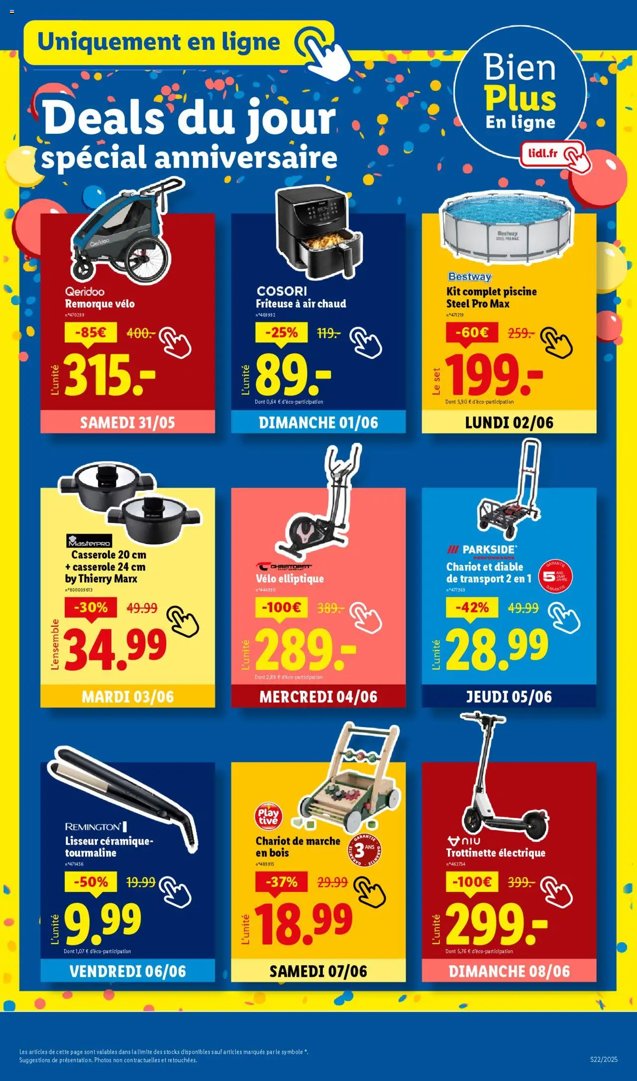  | Page: 19 | Produits: Vélo elliptique, Trottinette électrique, Remorque, Air fryer