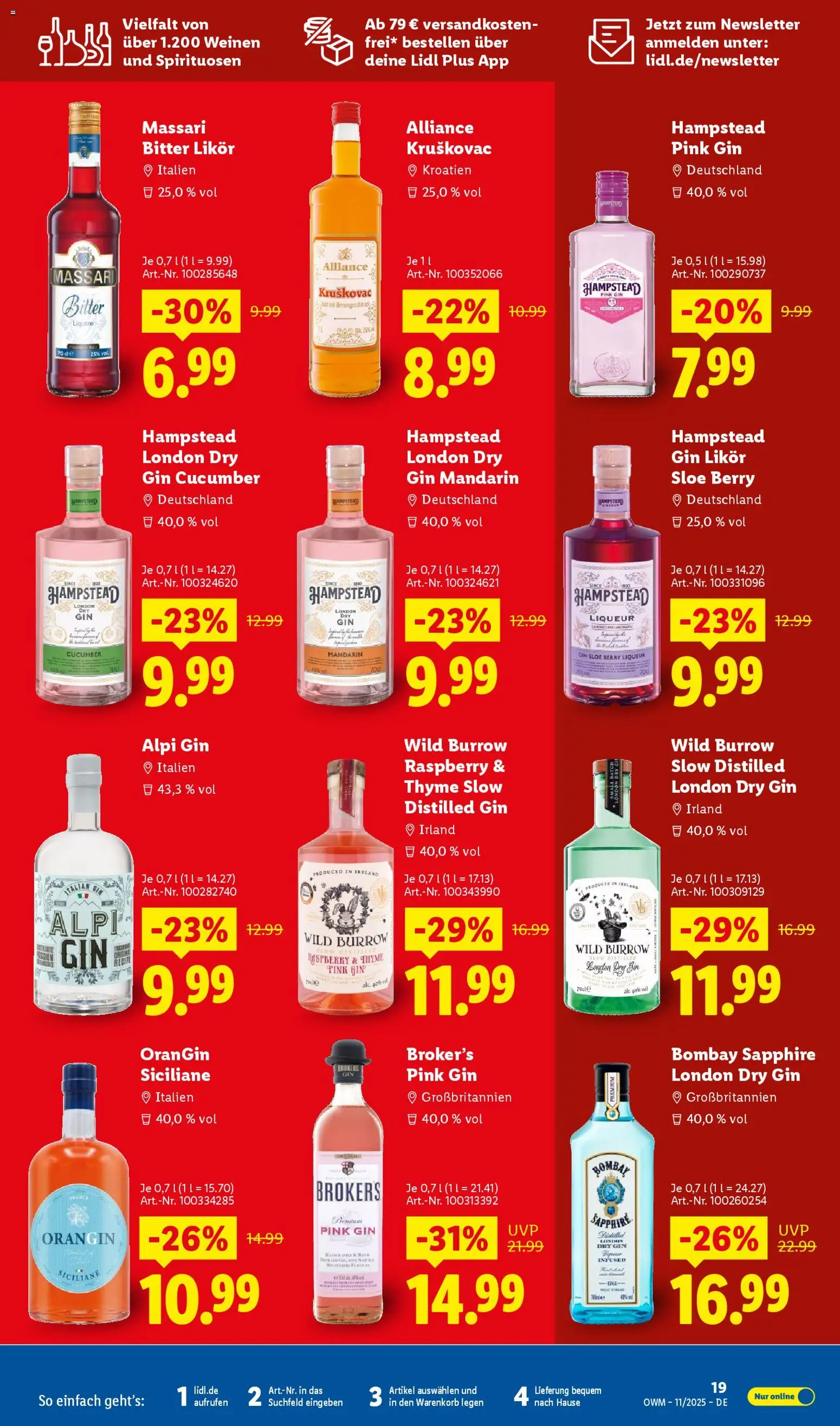 Lidl - Prospekt – gültig ab 01.11.2025 | Seite: 19 | Produkte: Likör, Gin