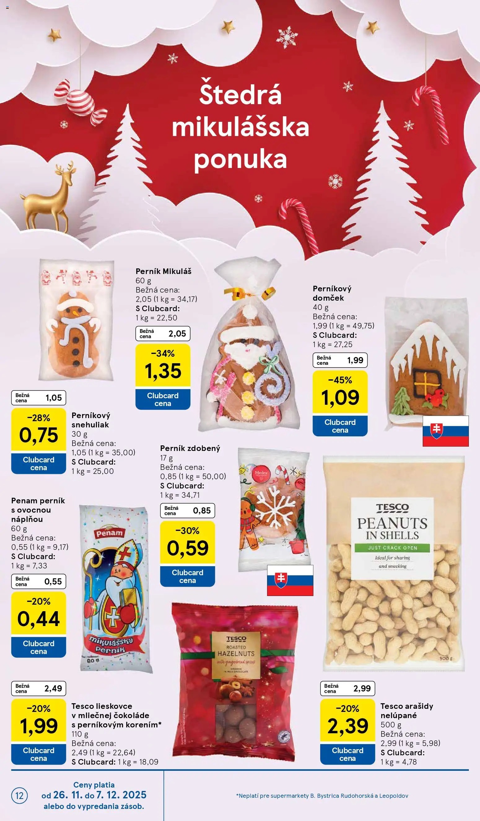 Nové Tesco akcie – leták je platný od 26.11.2025 | Strana: 12 | Produkty: Arašidy