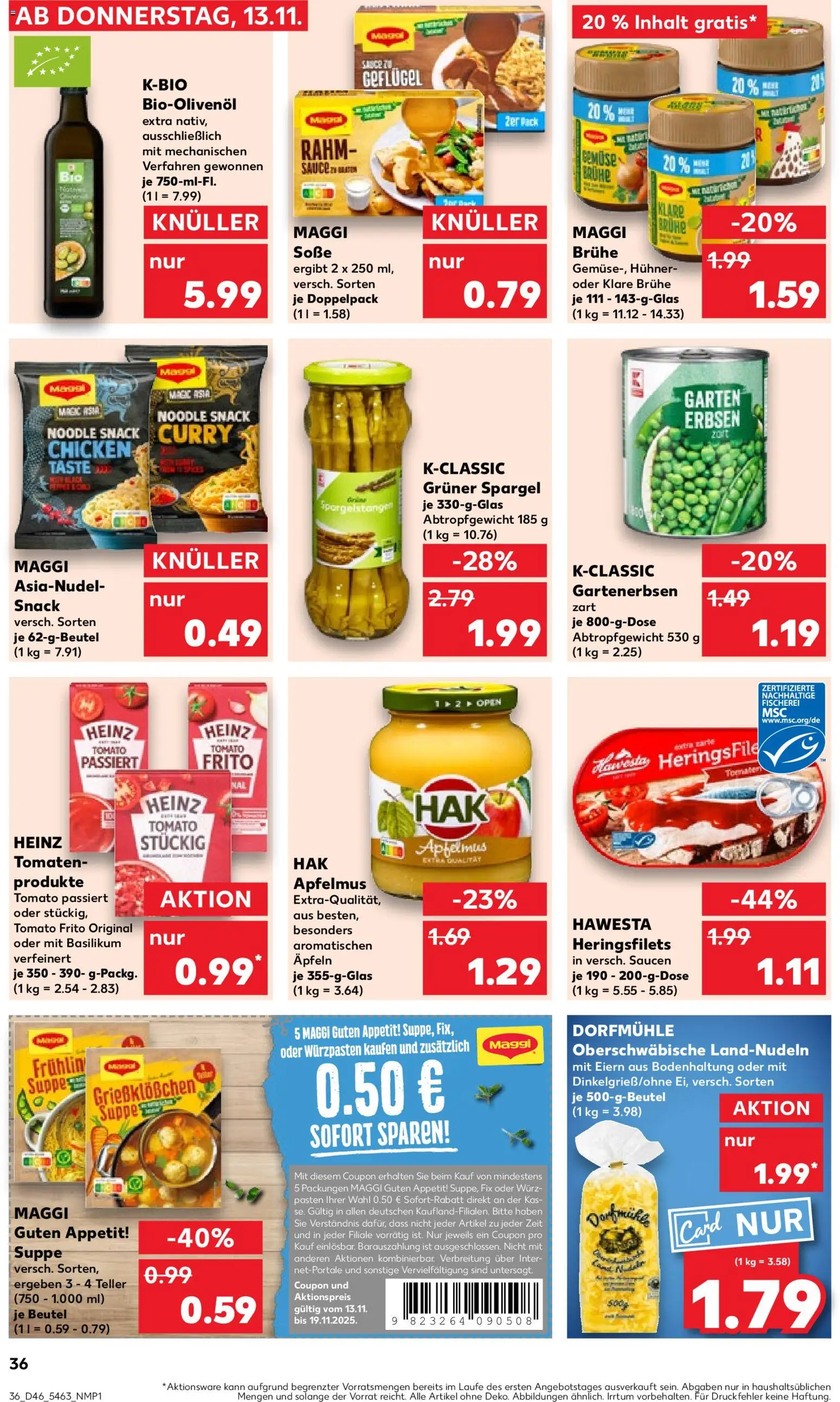 Kaufland prospekt Kiel	 – gültig ab 13.11.2025 | Seite: 36 | Produkte: Maggi, Spargel, Apple, Soße