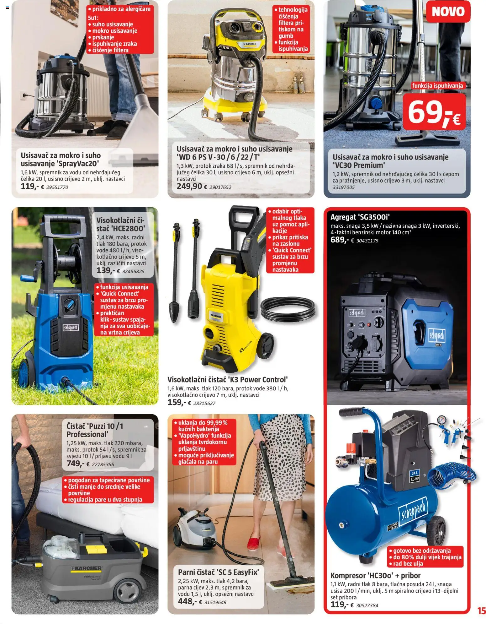 Bauhaus katalog | vrijedi od 18.03.2026 | Stranica: 15 | Proizvodi: Agregat, Kompresor, Kärcher, Parni čistač