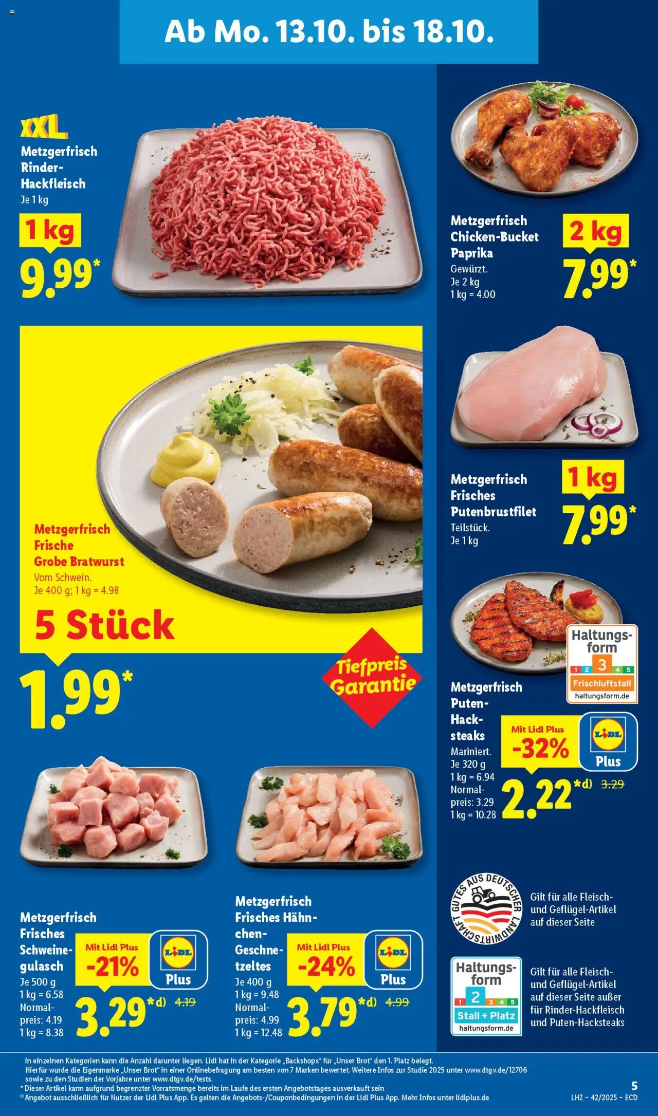 Lidl - Prospekt – gültig ab 13.10.2025 | Seite: 9 | Produkte: Paprika, Gulasch, Brot, Hackfleisch