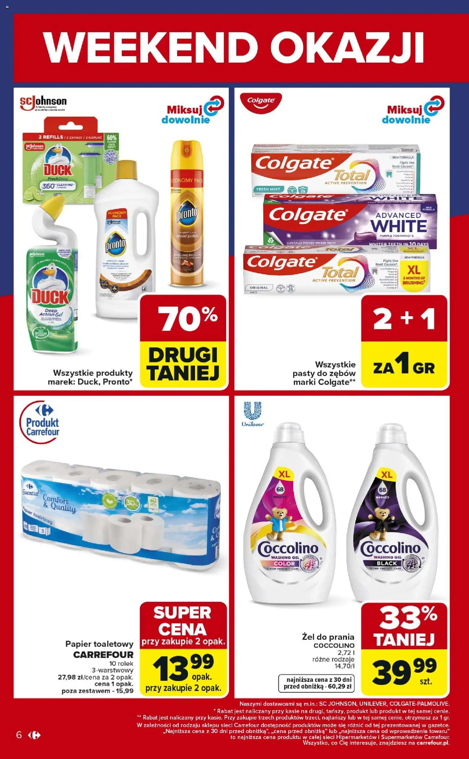 Carrefour Gazetka - Weekend okazji od 19.02.2026 | Strona: 6 | Produkty: Papier toaletowy, Coccolino