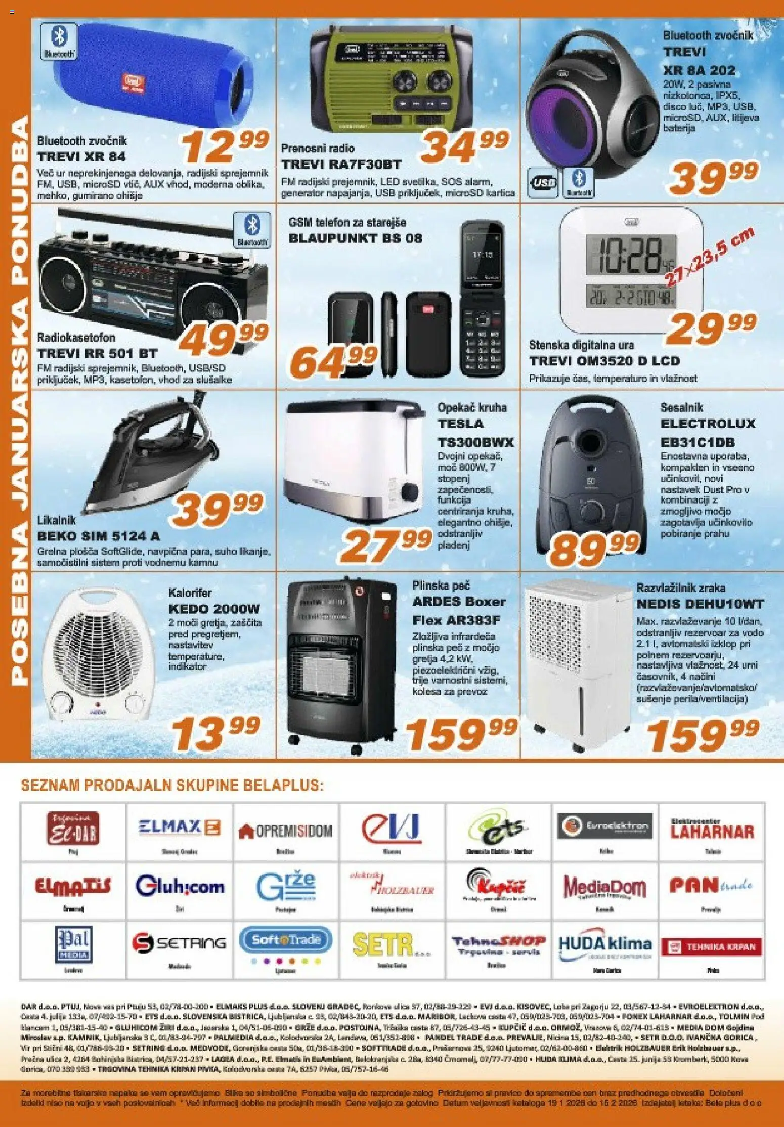 Novi Bela plus katalog ponudbe – veljaven od 19.01.2026 | Stran: 8 | Izdelki: Baterija, Zvocnik, Usb, Likalnik