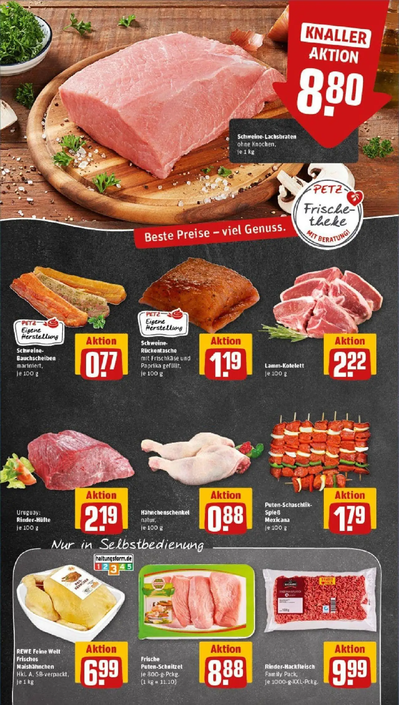 Rewe prospekt Wiehl	 - gültig ab dem 20.07.2025 | Seite: 8 | Produkte: Hahnchenschenkel, Paprika, Putenschnitzel, Frischkase
