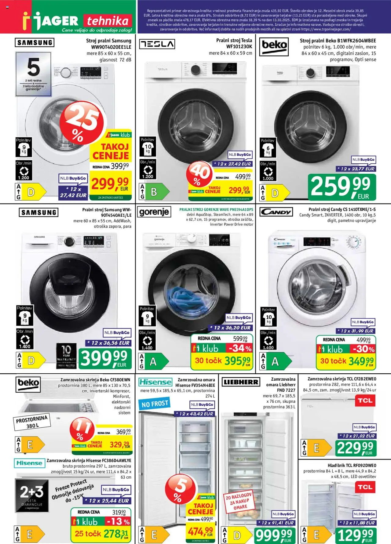 Novi Jager katalog ponudbe – veljaven od 22.10.2025 | Stran: 13 | Izdelki: Hladilnik, Pralni stroj, Omara, Zamrzovalna omara
