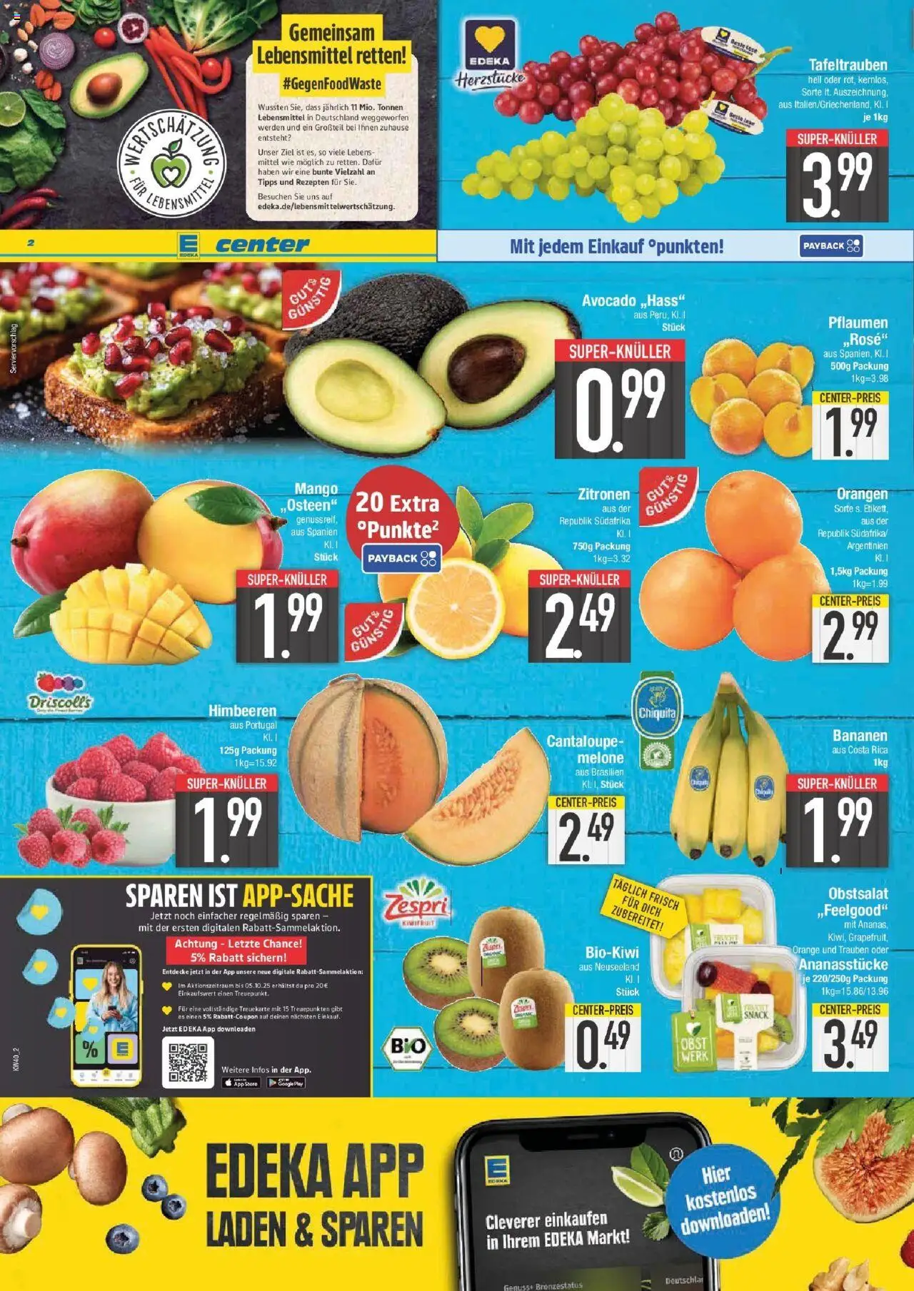Edeka prospekt Straubing	 – gültig ab 28.09.2025 | Seite: 2 | Produkte: Pflaumen, Orangen, Obst, Zitronen
