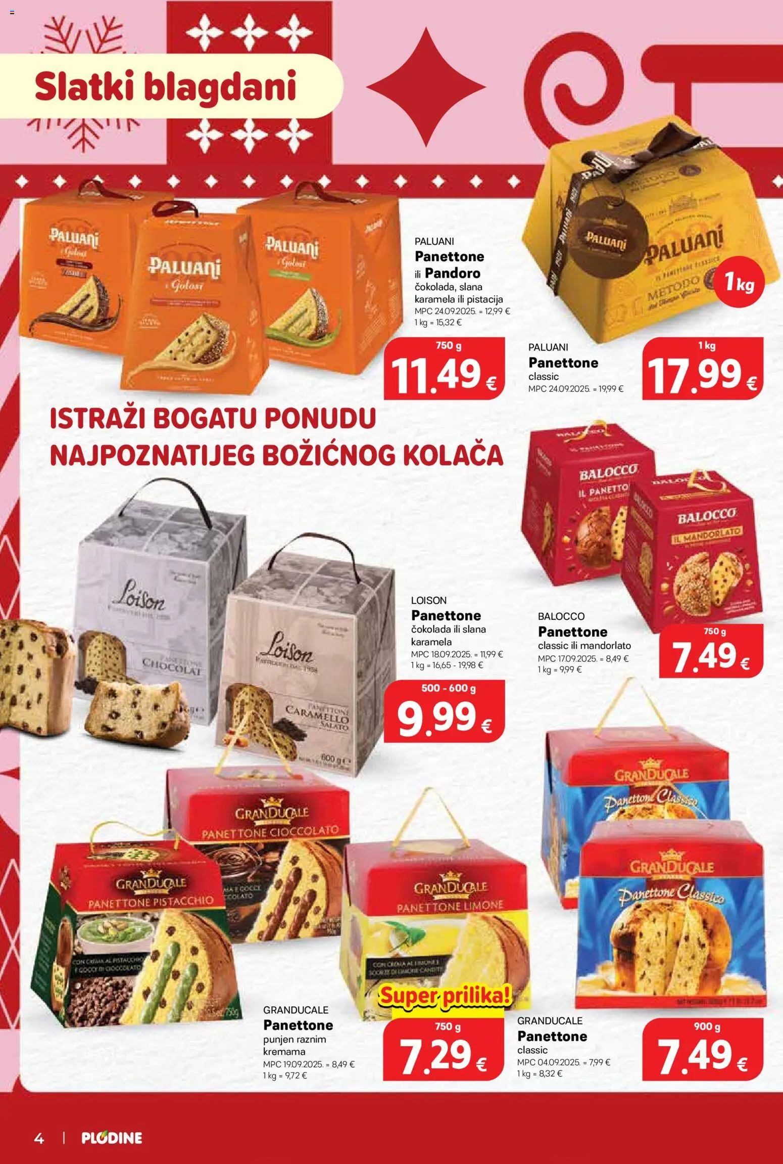 Plodine katalog | vrijedi od 05.11.2025 | Stranica: 4 | Proizvodi: Panettone, Čokolada, Karamela