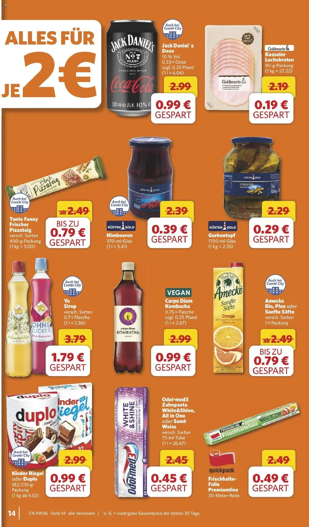 Combi Prospekt Rahden	 – gültig ab 01.09.2025 | Seite: 20 | Produkte: Himbeeren, Jack Daniel's, Sirup, Kinder riegel