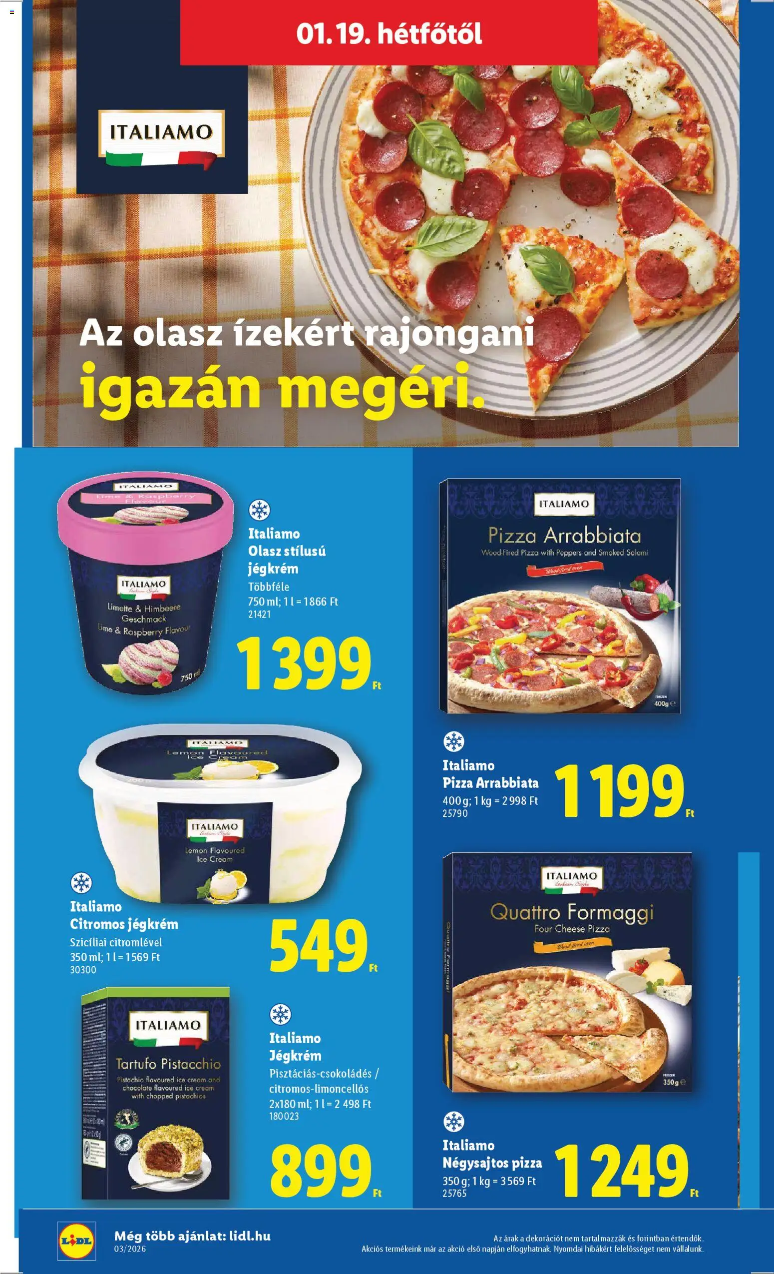 Lidl akciós ujság - amely érvényes a következő dátumtól: 15.01.2026 | Oldal: 46 | Termékek: Lime, Pizza, Jégkrém