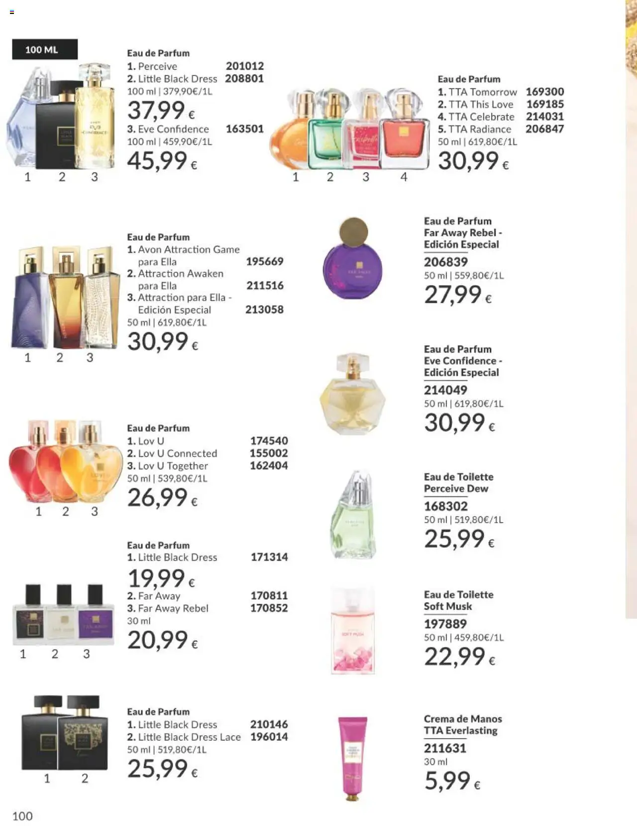 Catálogo AVON campaña 7 │ válido desde el 01.07.2025 | Página: 100 | Productos: Eau de toilette, Crema de manos, Crema, Eau de parfum