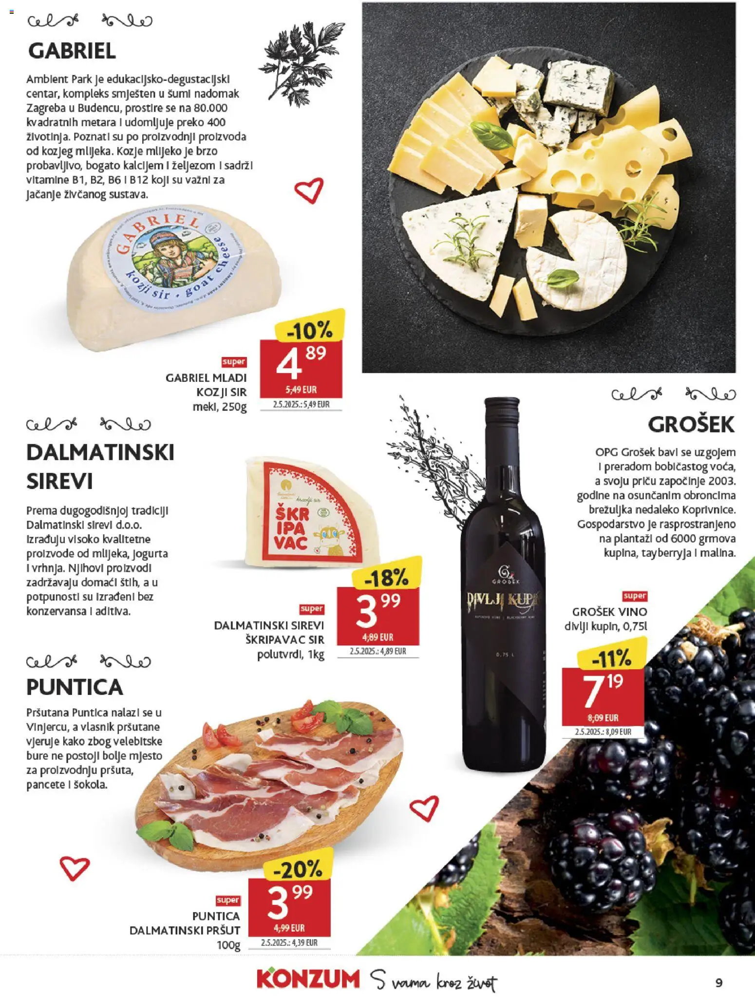 Konzum katalog | vrijedi od 28.01.2026 | Stranica: 9 | Proizvodi: Sir, Vino, Pršut