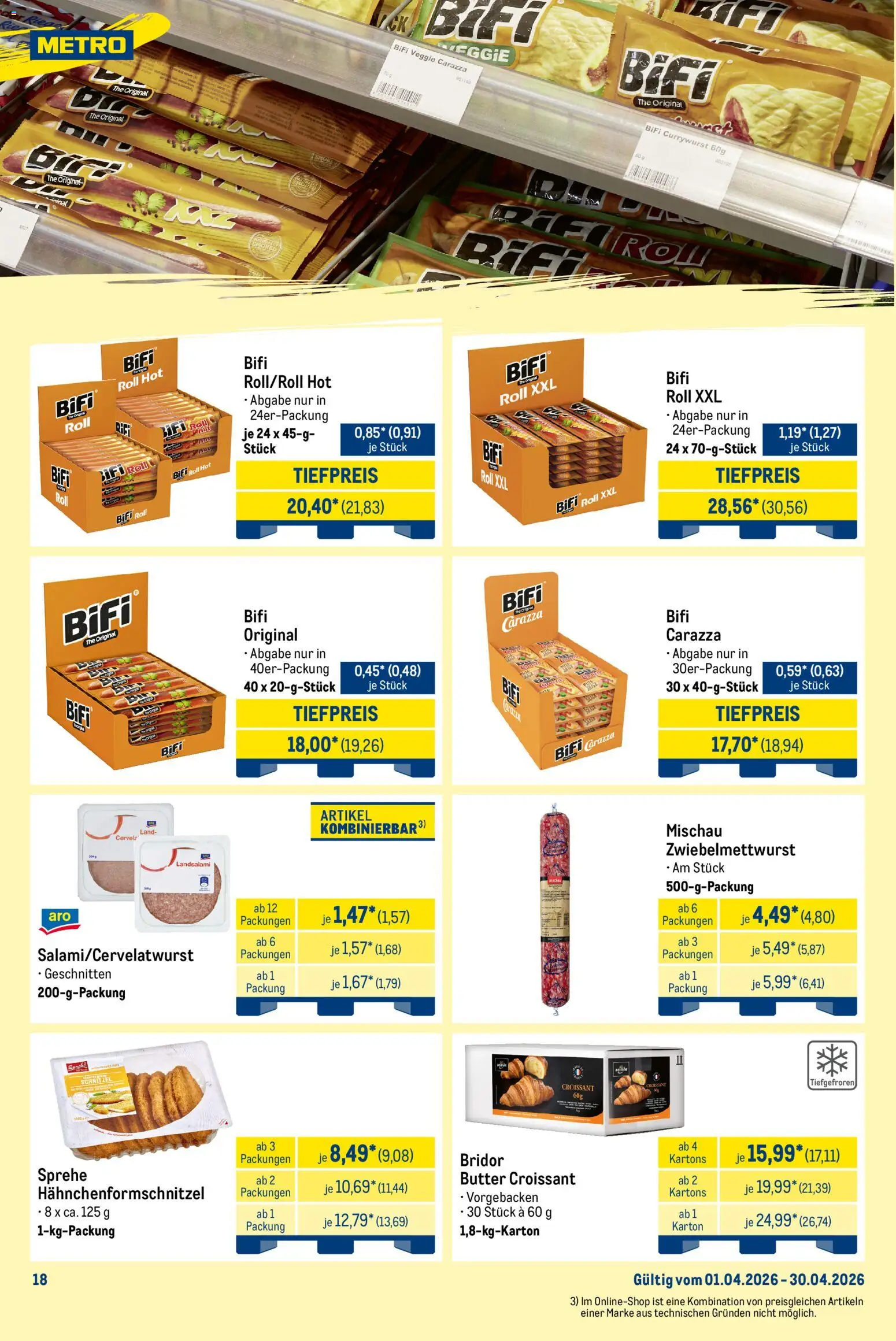 Metro Monats-Mix – gültig ab 01.04.2026 | Seite: 19 | Produkte: Butter, Bifi, Schnitzel, Croissant