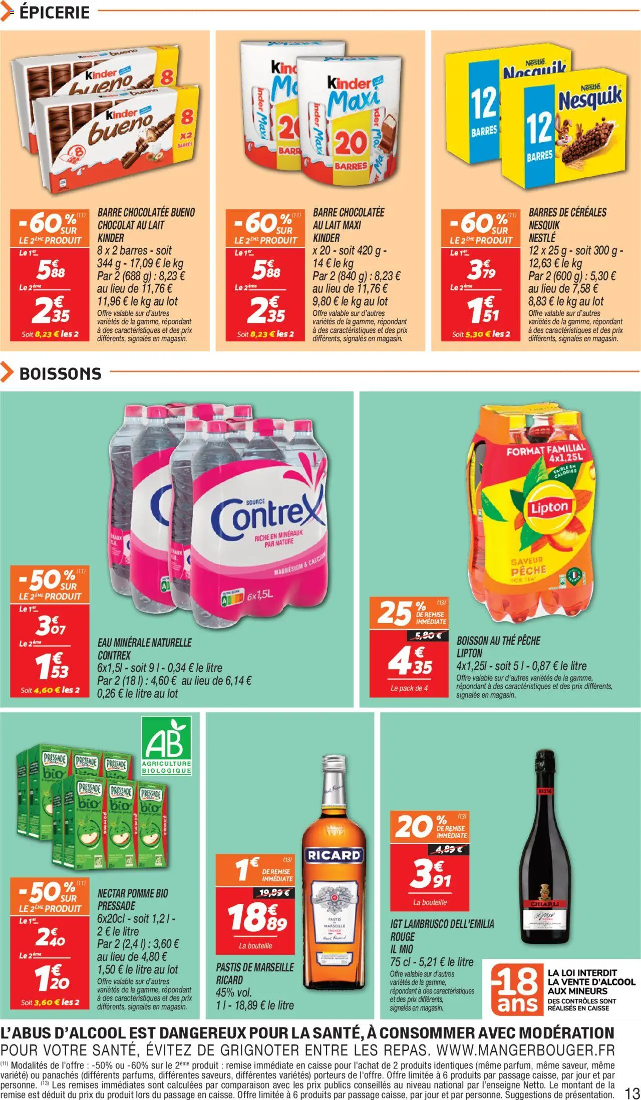  | Page: 13 | Produits: Pêche, Kinder Bueno, Lait, Céréales