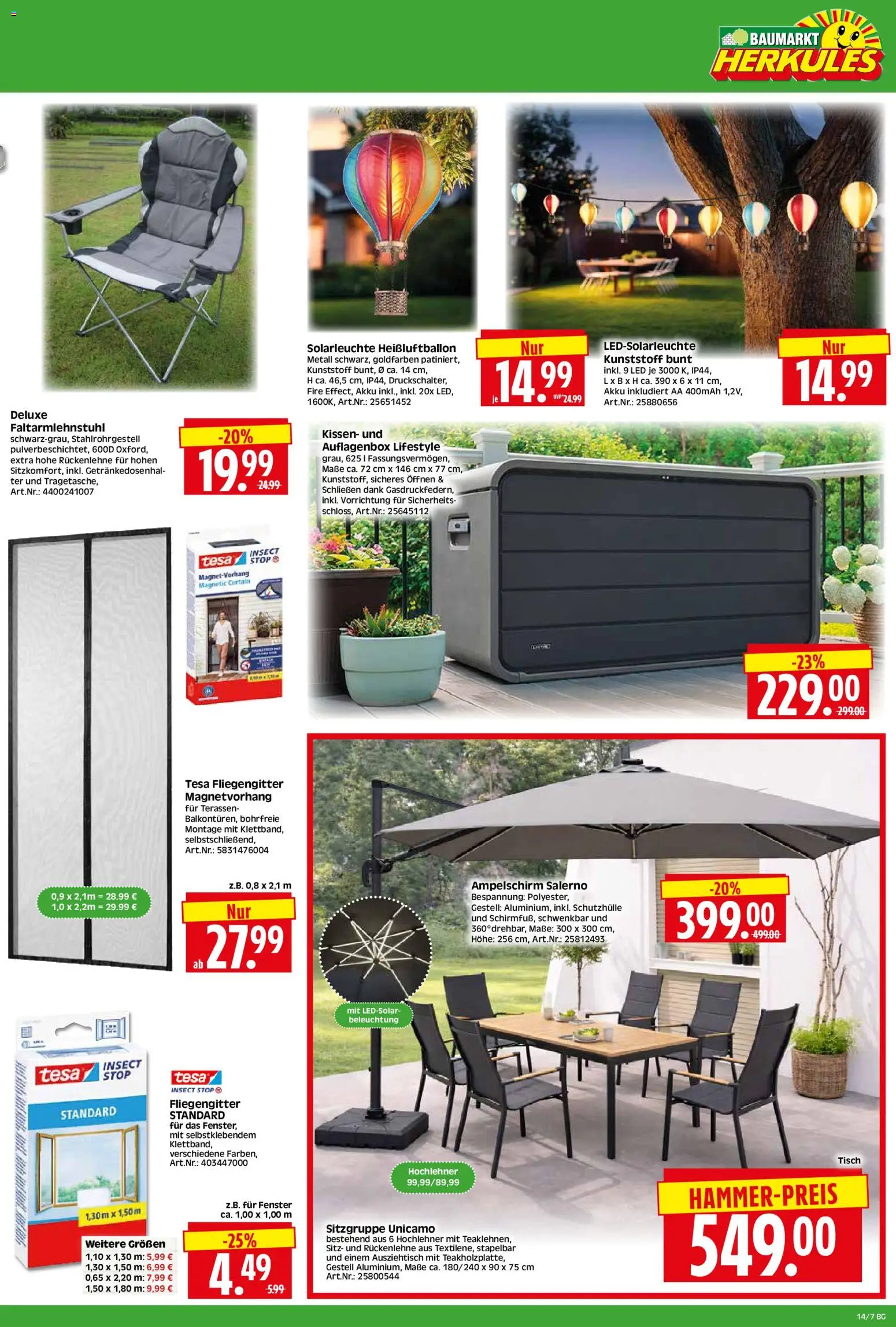 HERKULES - Bau & Garten – gültig ab 30.03.2026 | Seite: 7 | Produkte: Kissen, Tisch, Solarleuchte