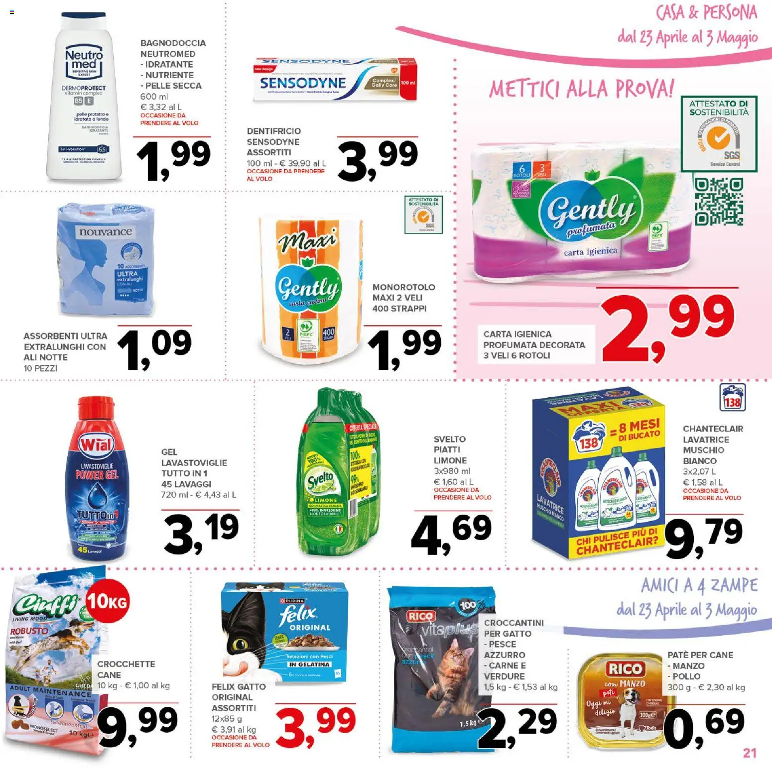 Volantino Todis del 23.04.2026 | Pagina: 21 | Prodotti: Dentifricio, Pollo, Pesce, Lavatrice