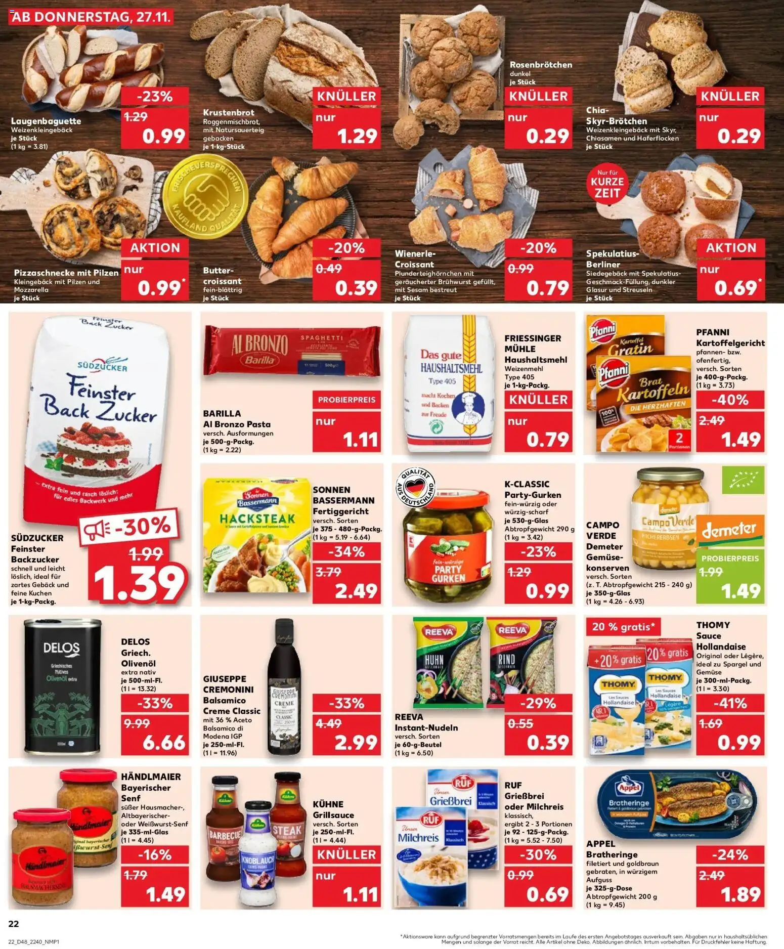 Kaufland prospekt Hechingen	 – gültig ab 30.11.2025 | Seite: 22 | Produkte: Berliner, Barilla, Kartoffeln, Gemüse