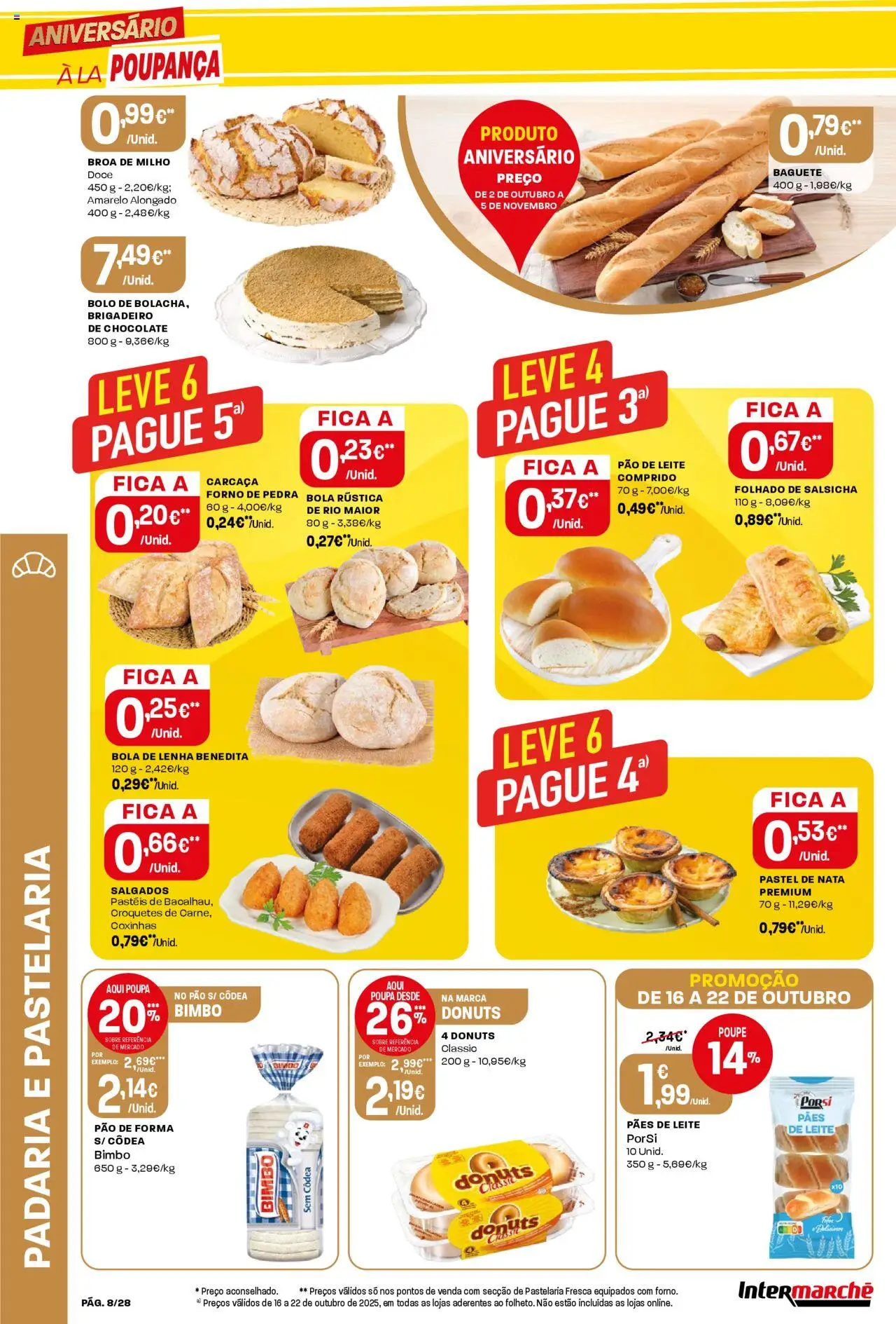 Intermarché Folheto Contact │ válido de 16.10.2025 | Página: 8 | Produtos: Salsicha, Leite, Pão, Milho
