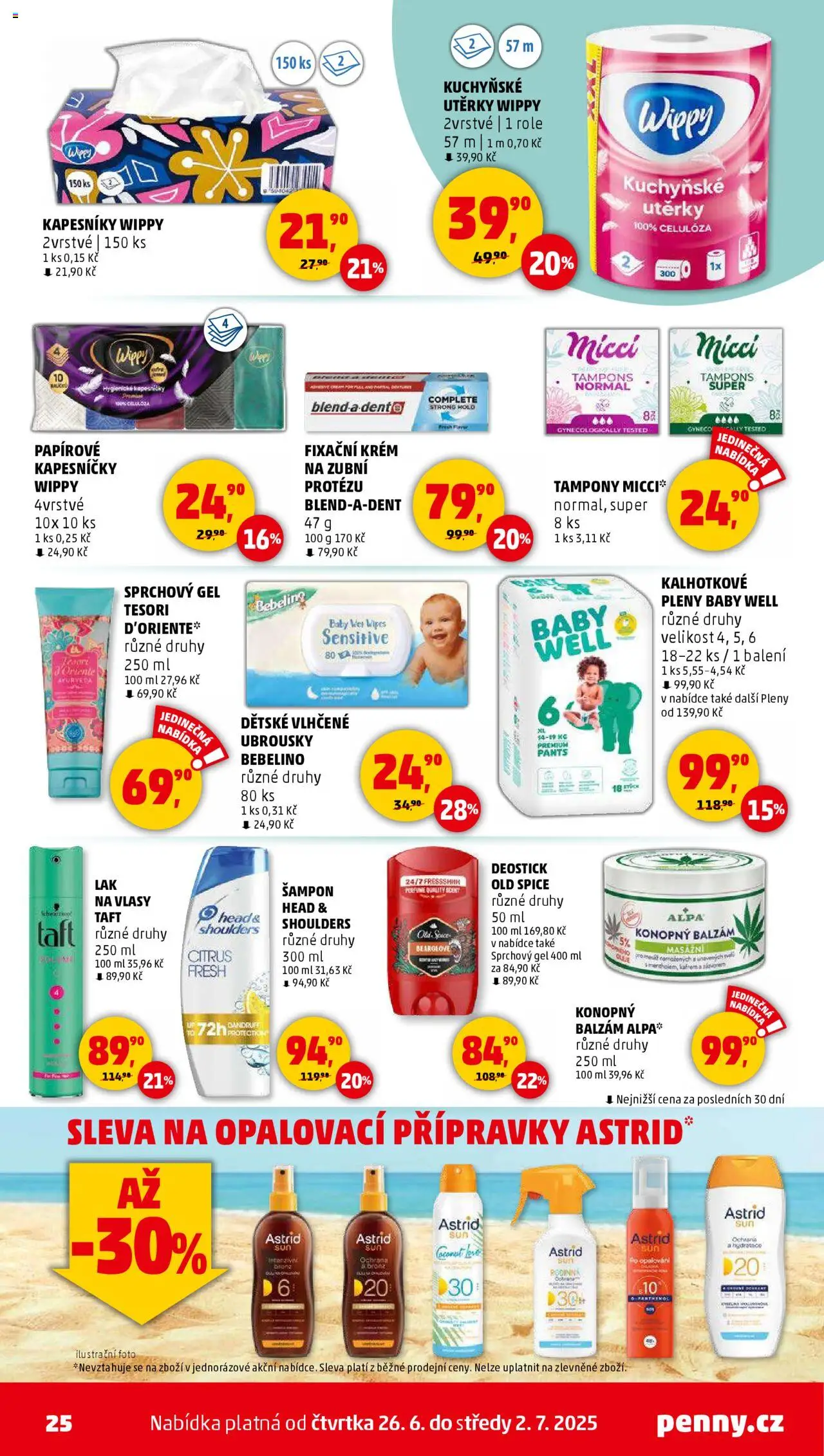 Penny Market leták - Čtvrtečník od 26.06.2025 | Strana: 25 | Produkty: Utěrky, Old Spice, Pants, Pleny