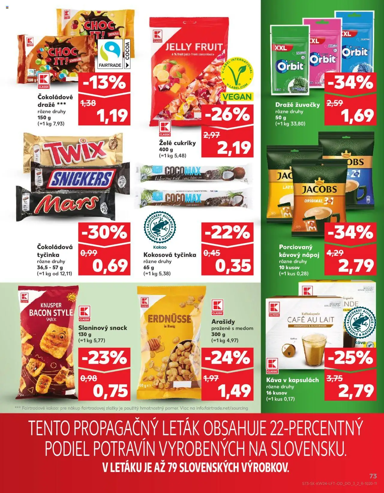 Kaufland Bratislava-Rača │ platný od 12.06.2025 | Strana: 73 | Produkty: Dolce Gusto, Cukríky, Arašidy