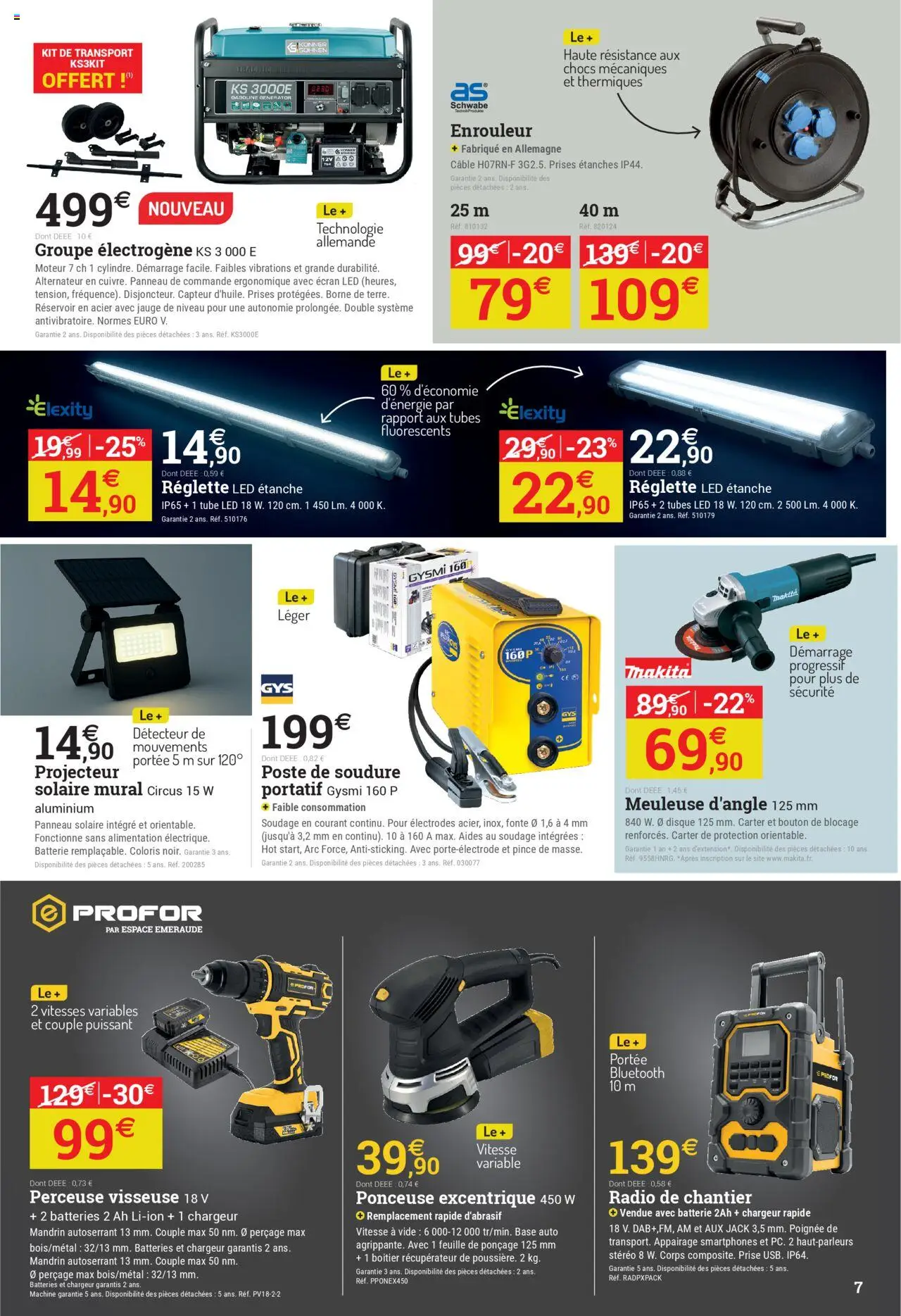  | Page: 7 | Produits: Perceuse, Radio, Meuleuse, Prises