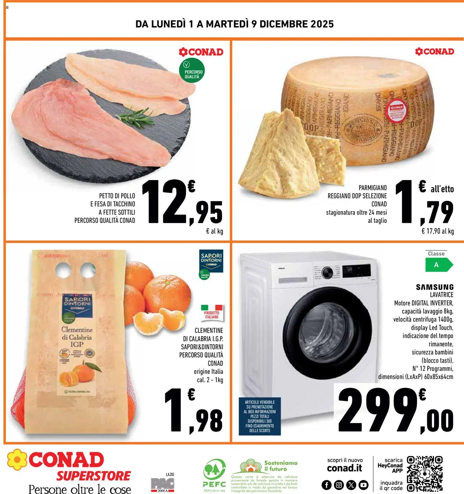 Volantino Conad del 01.12.2025 | Pagina: 32 | Prodotti: Petto di Pollo, Pollo, Lavatrice, Parmigiano