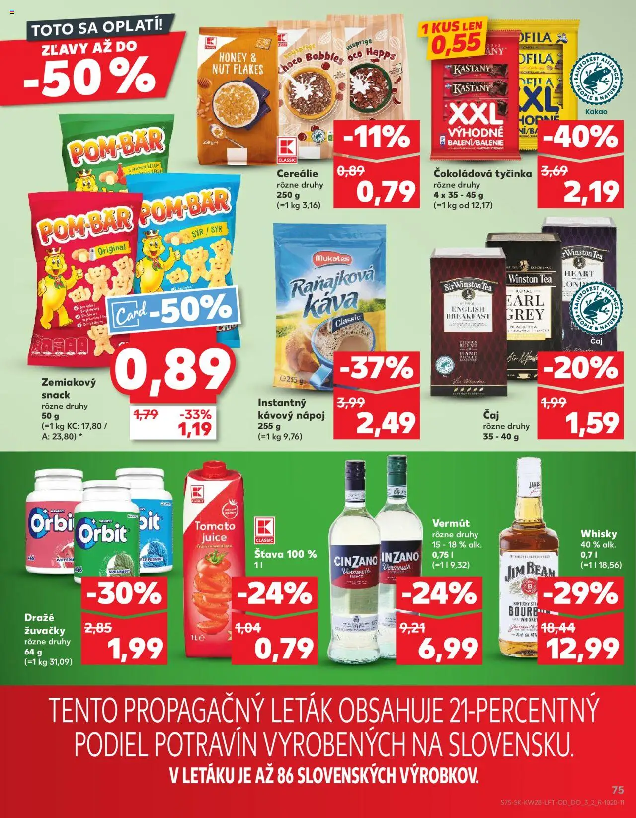 Kaufland Partizánske │ platný od 10.07.2025 | Strana: 75 | Produkty: Syr, Káva, Čaj, Whisky