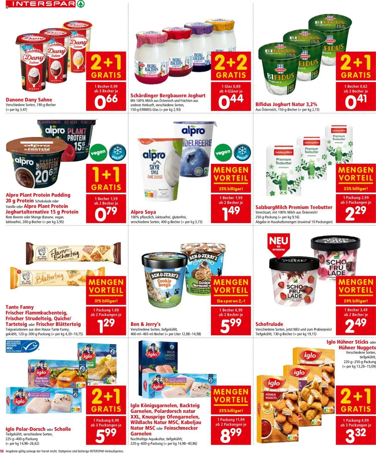 Interspar Flugblatt - Salzburg gültig ab 28.08.2025 | Seite: 10 | Produkte: Sahne, Zucker, Joghurt, Schokolade