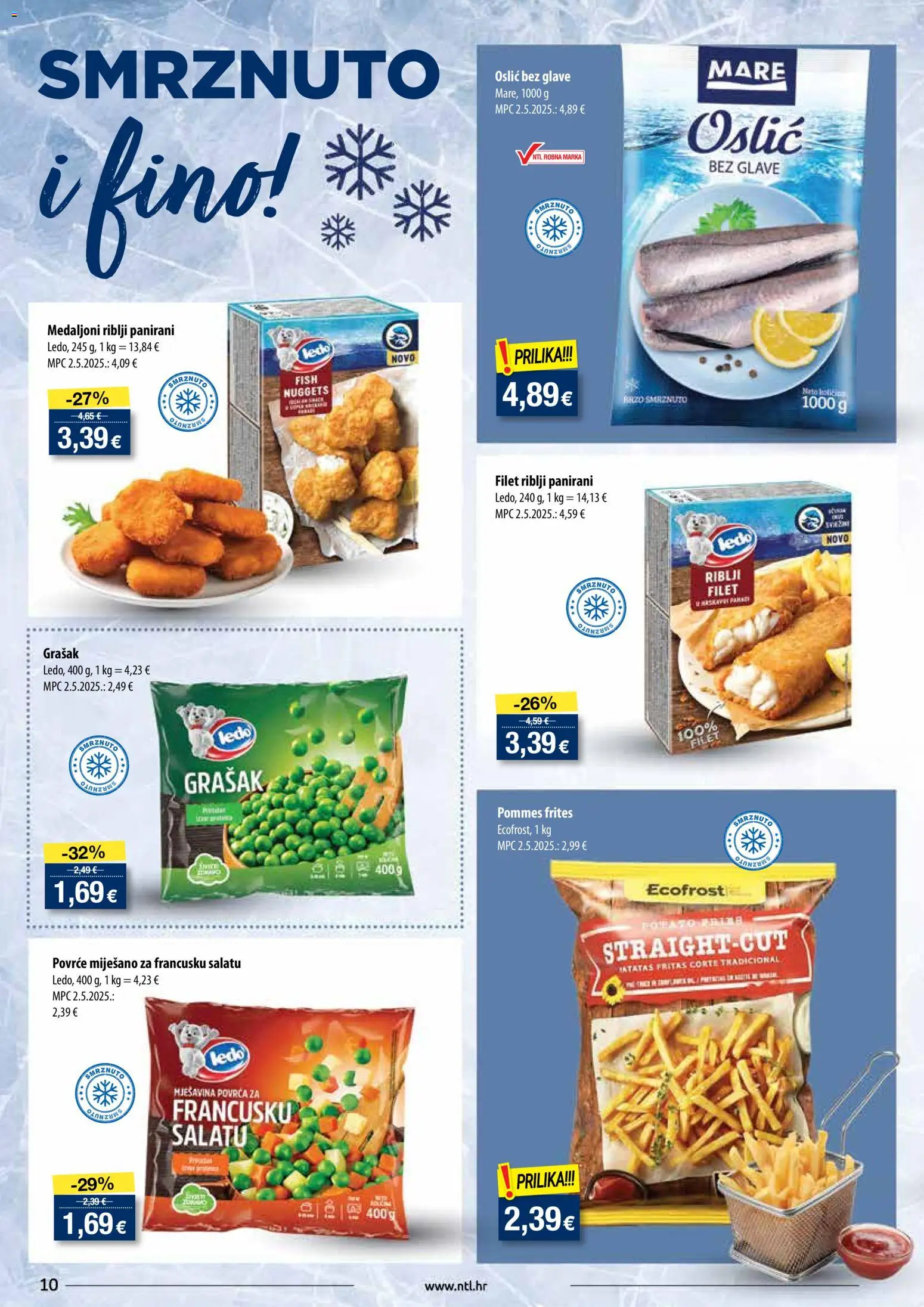 NTL katalog | vrijedi od 19.11.2025 | Stranica: 10 | Proizvodi: Pommes frites, Ledo, Grašak, Oslić