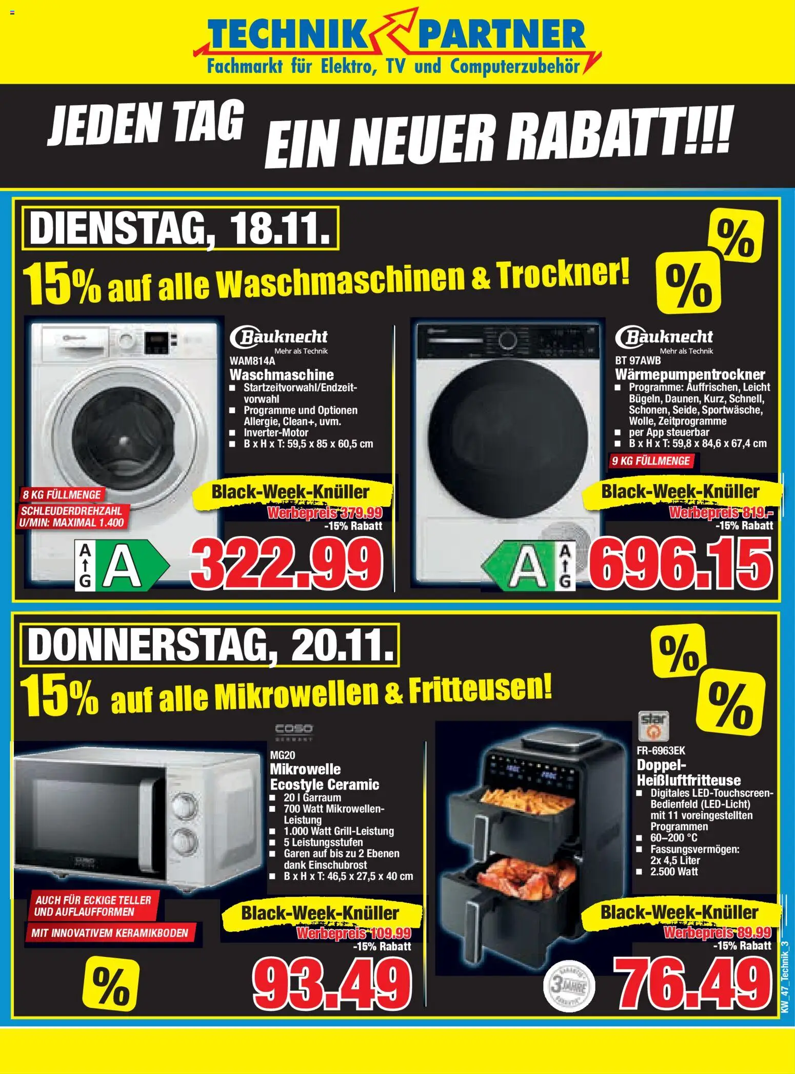 HERKULES - Black Friday – gültig ab 17.11.2025 | Seite: 3 | Produkte: Trockner, Mikrowelle, Waschmaschine, TV
