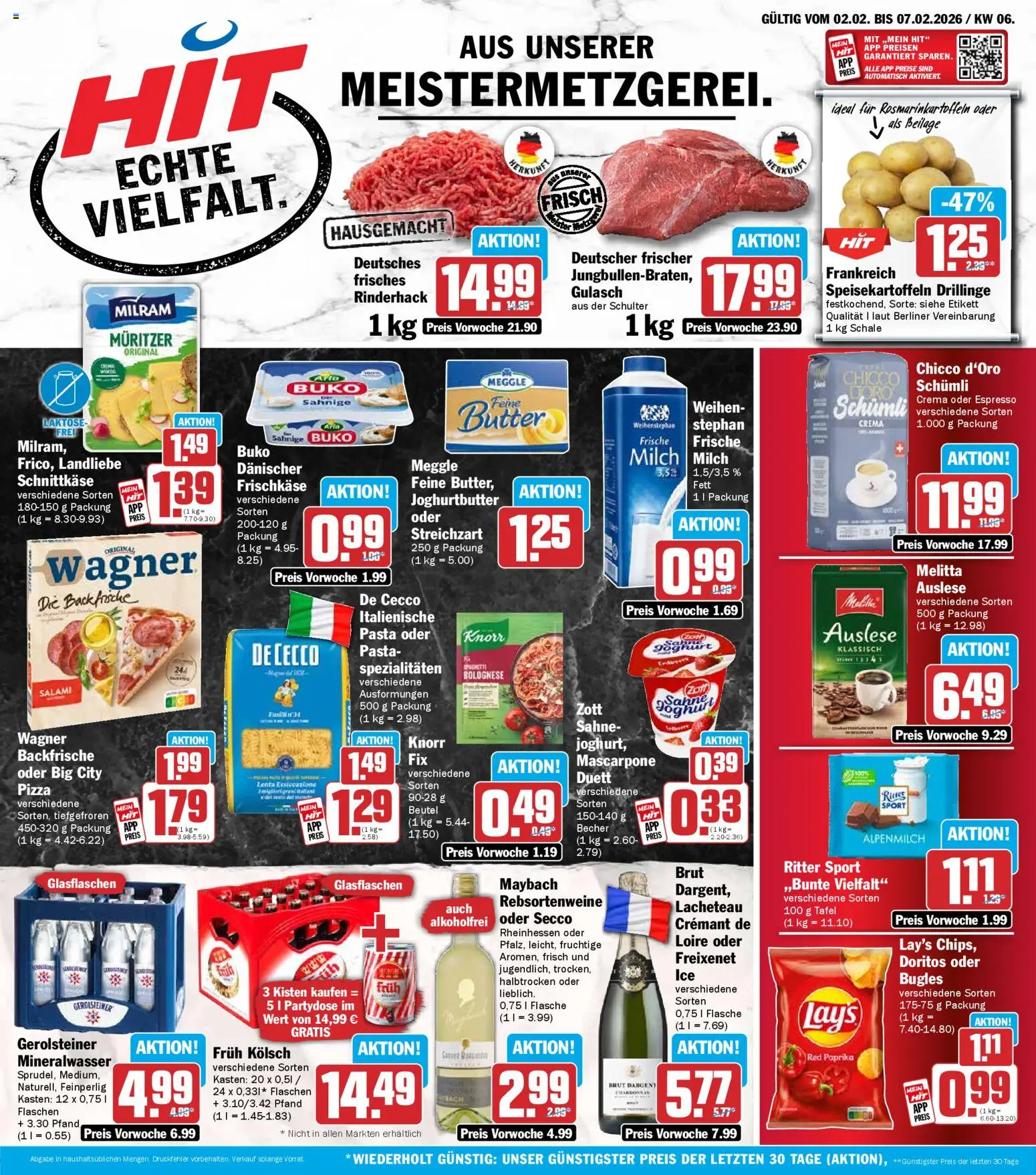 HIT Prospekt 	 – gültig ab 02.02.2026 | Seite: 1 | Produkte: Knorr, Milram, Gulasch, Salami