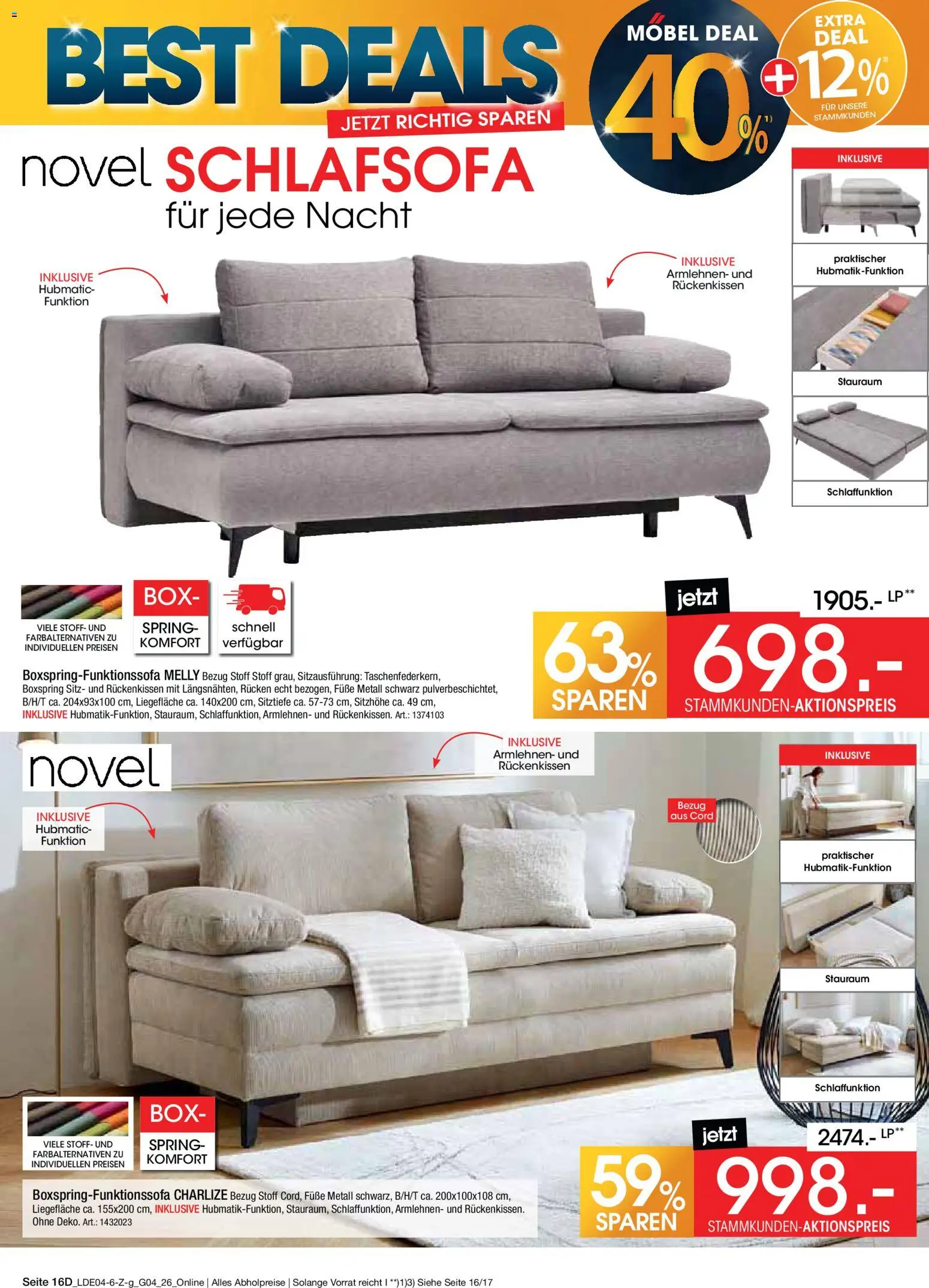 Zurbrüggen Italienische Wochen – gültig ab 11.04.2026 | Seite: 38 | Produkte: Schlafsofa, Box