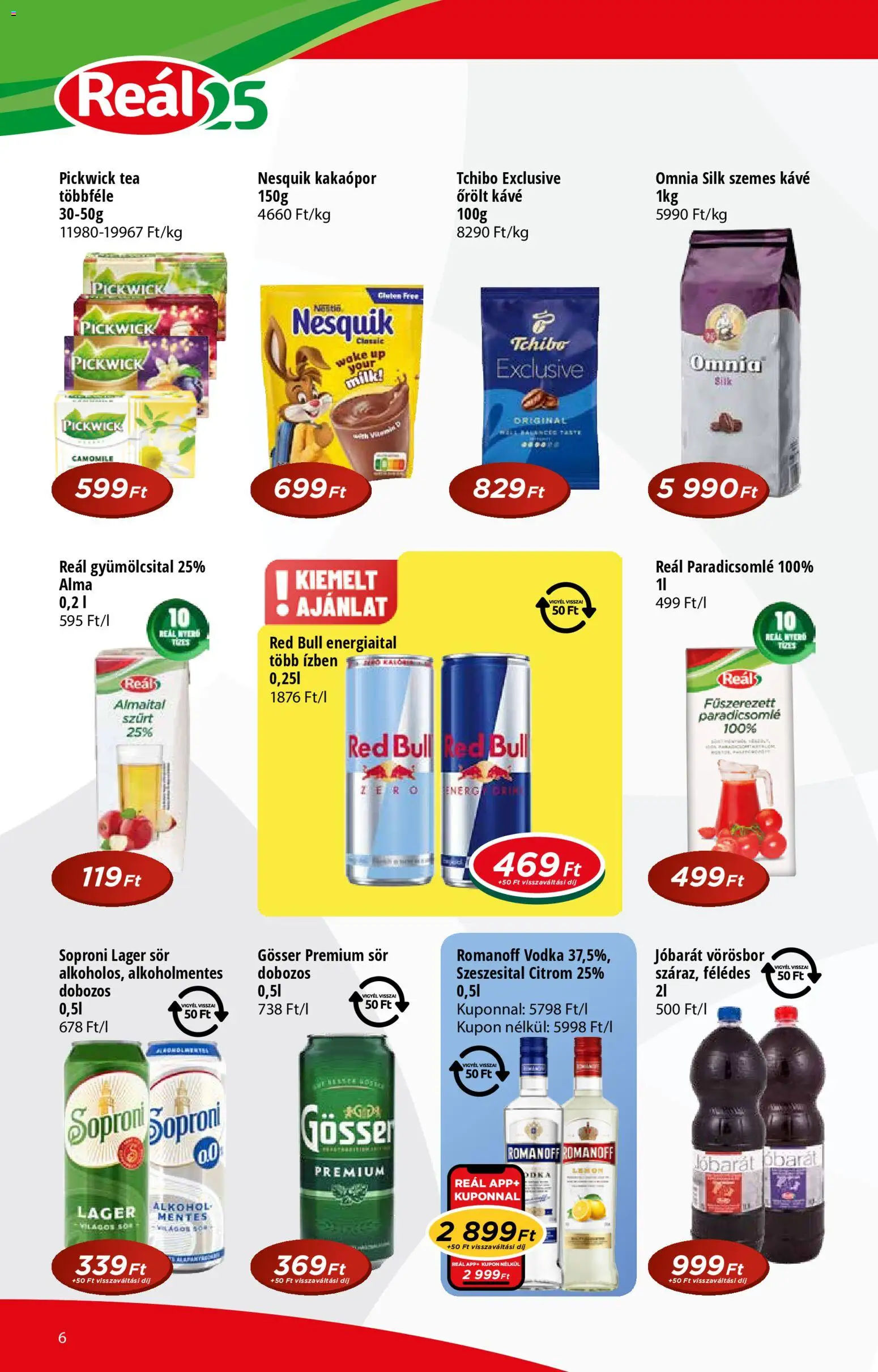Reál akciós ujság - amely érvényes a következő dátumtól: 18.02.2026 | Oldal: 6 | Termékek: Gyümölcsital, Gösser, Nesquik, Alma