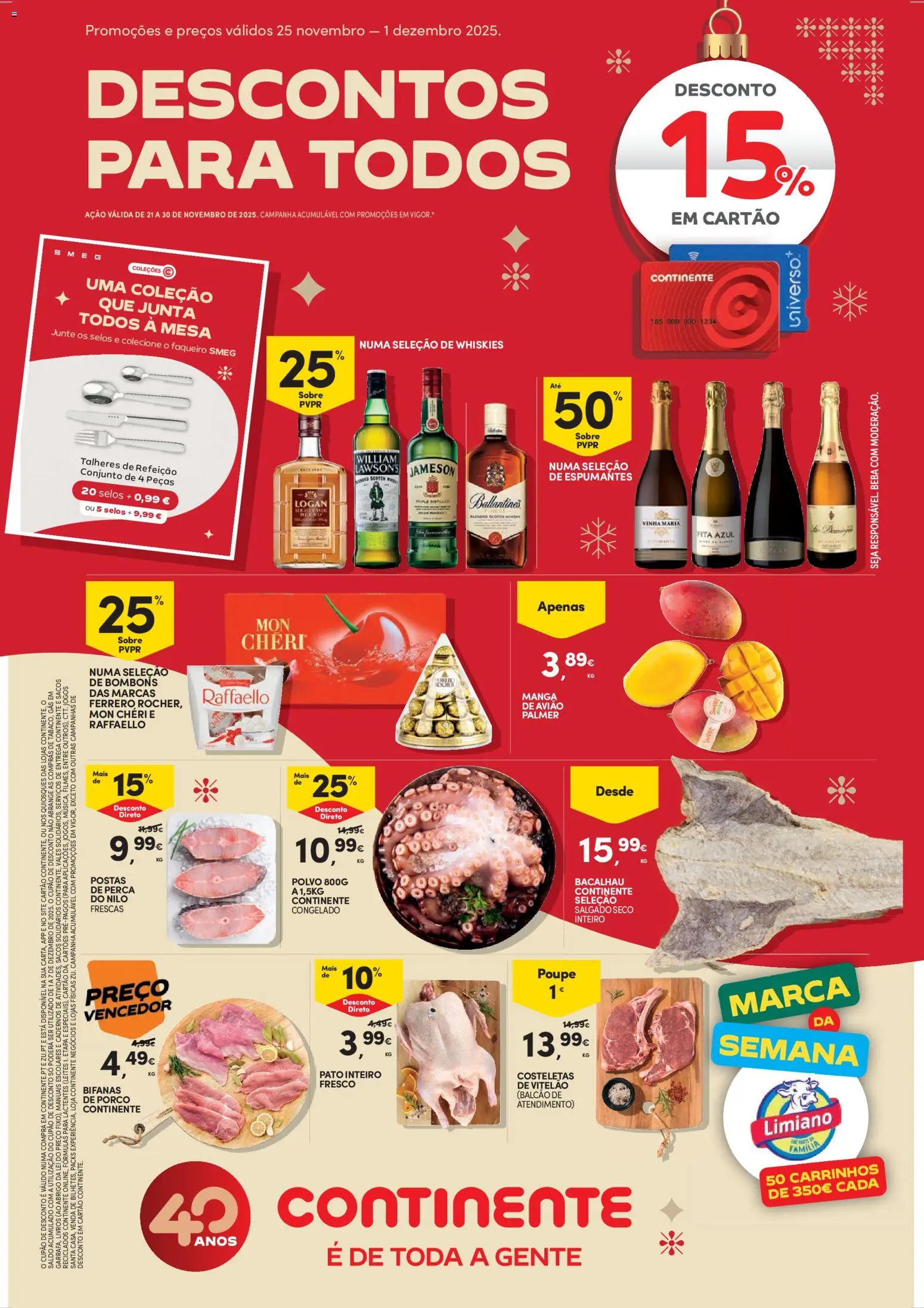 Continente Semanal Continente Bom Dia │ válido de 25.11.2025 | Página: 1 | Produtos: Espumante, Jogos, Chocolates, Mesa
