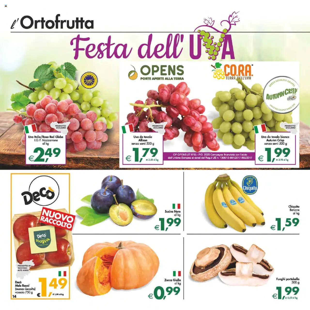 Volantino Decò del 12.09.2025 | Pagina: 15 | Prodotti: Banane, Zucca, Uva, Vassoio