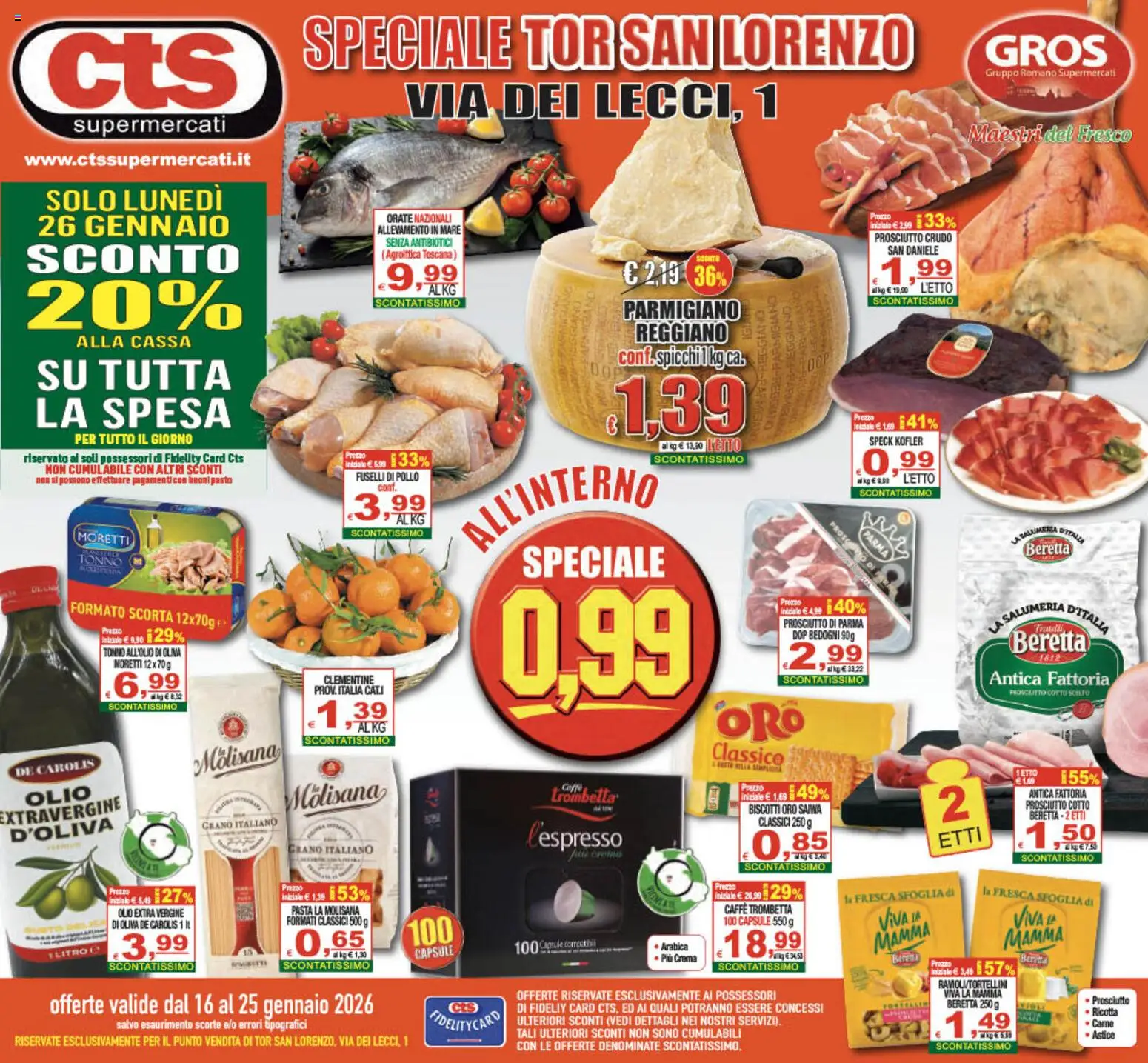 Volantino CTS del 16.01.2026 | Pagina: 1 | Prodotti: Crema, Caffè, Pollo, Prosciutto
