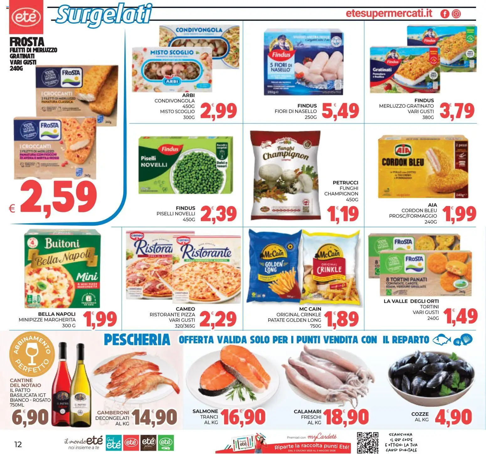 Volantino Eté del 07.04.2026 | Pagina: 12 | Prodotti: Pizza, Salmone, Merluzzo, Piselli