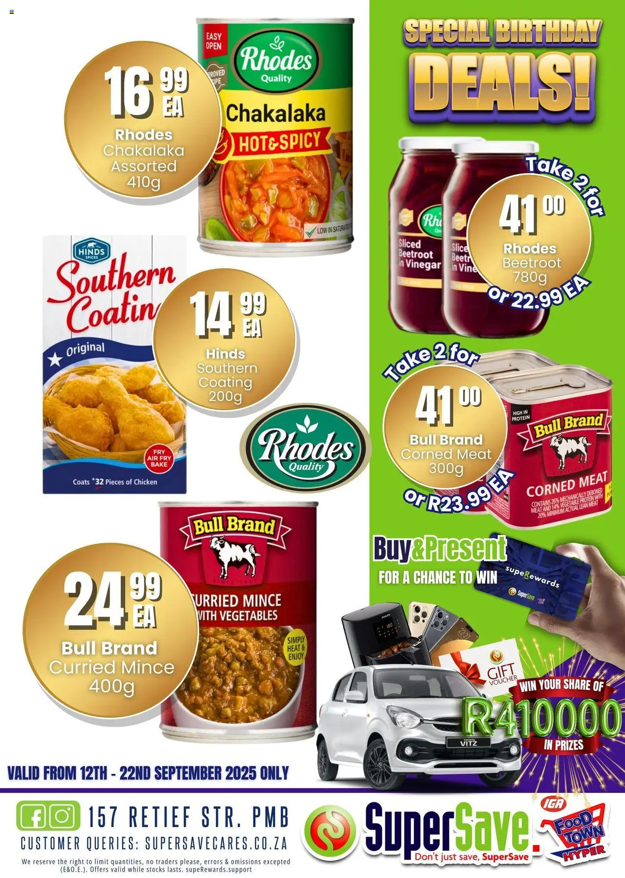 New Super Save catalogue – valid from 16.09.2025 | Page: 40 | Products: Corned meat, Detergente líquido, Vinegar, Chicken