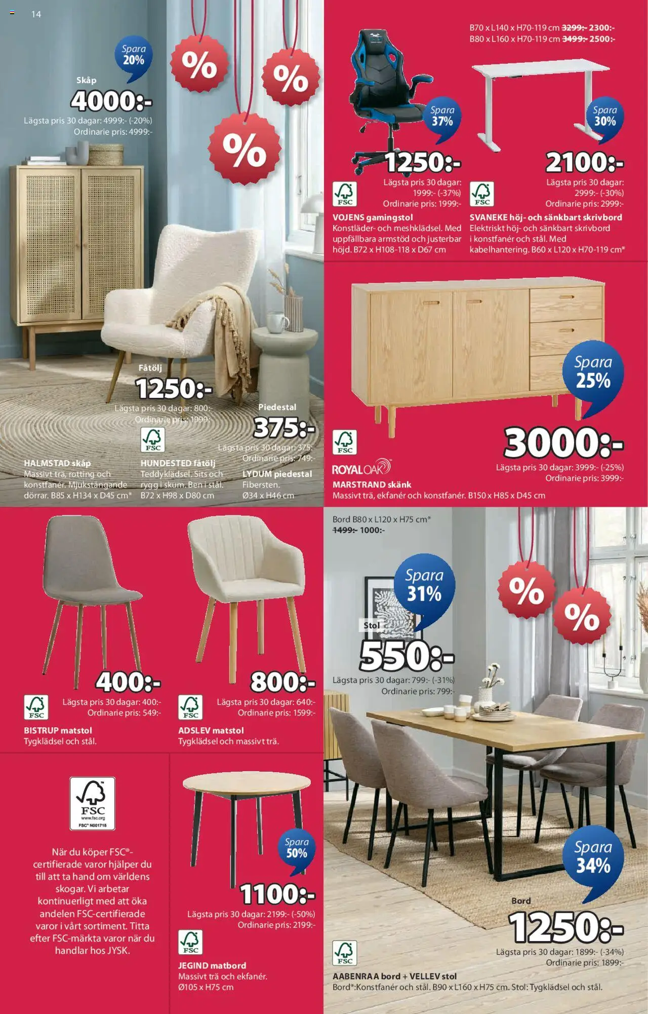 JYSK reklamblad aktuell från 09.06.2025 | Sida: 14 | Produkter: Gamingstol, Fåtölj, Stol, Skänk