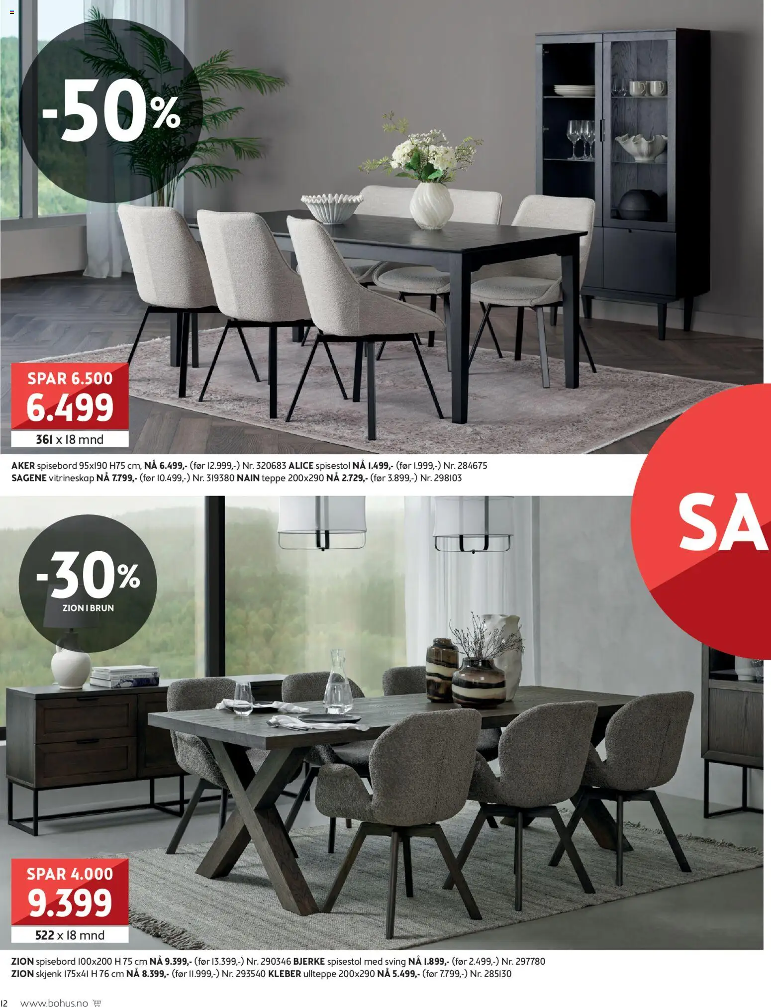 {H1} | Side: 12 | Produkter: Spisebord, Spisestol, Vitrineskap, Teppe