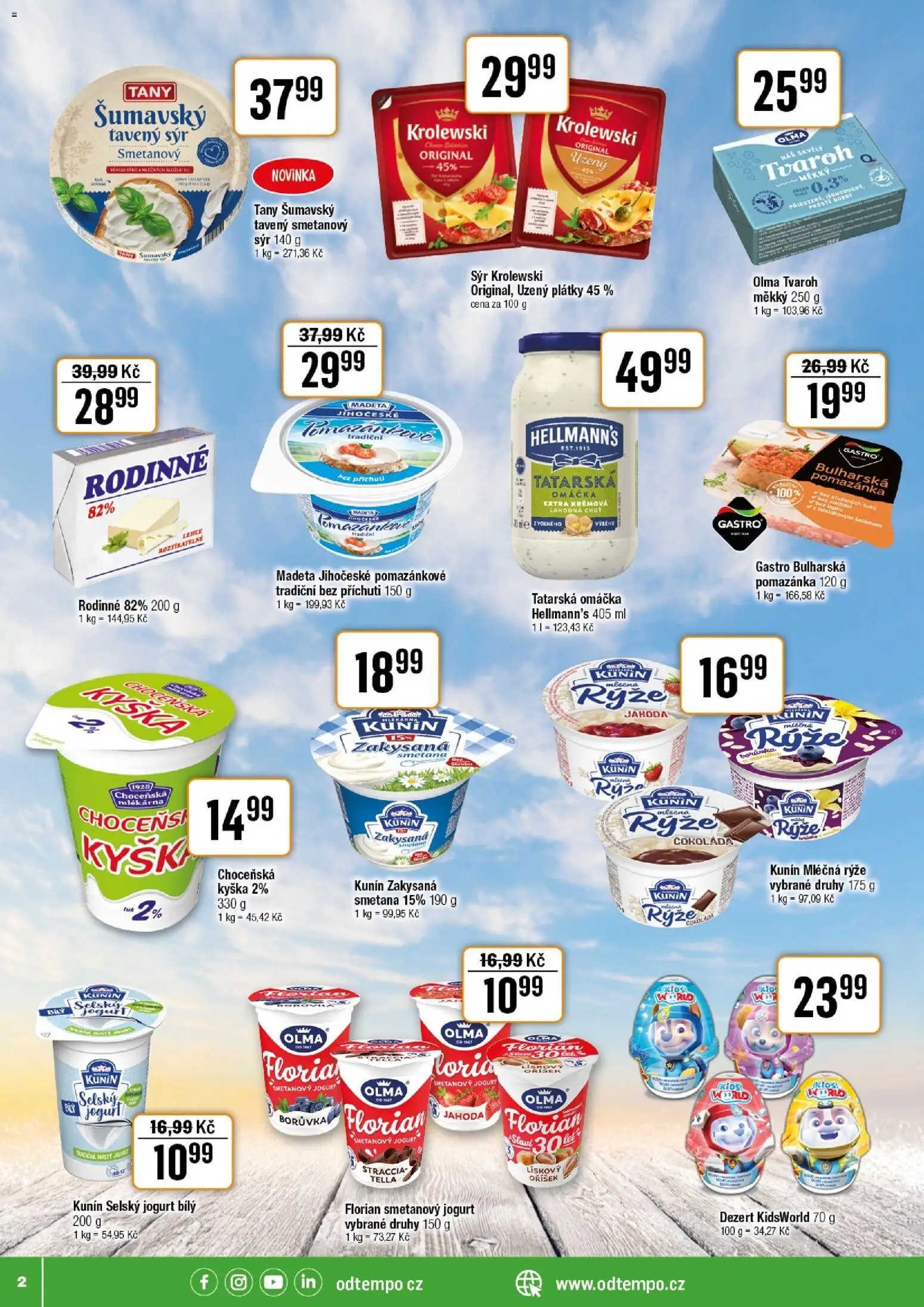 Tempo leták od 28.01.2026 | Strana: 2 | Produkty: Smetanový jogurt, Rýže, Tvaroh, Hellmann's