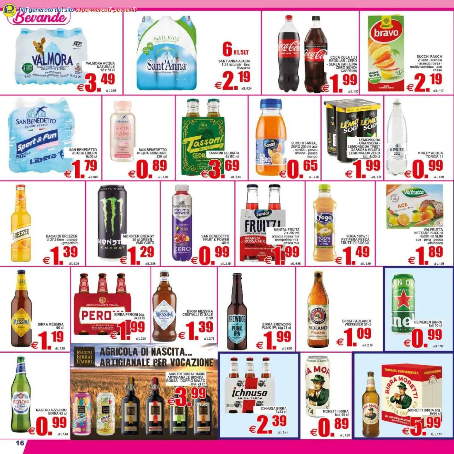 Volantino Pewex del 29.04.2026 | Pagina: 16 | Prodotti: Acqua, Pesca, Lime, Cedrata