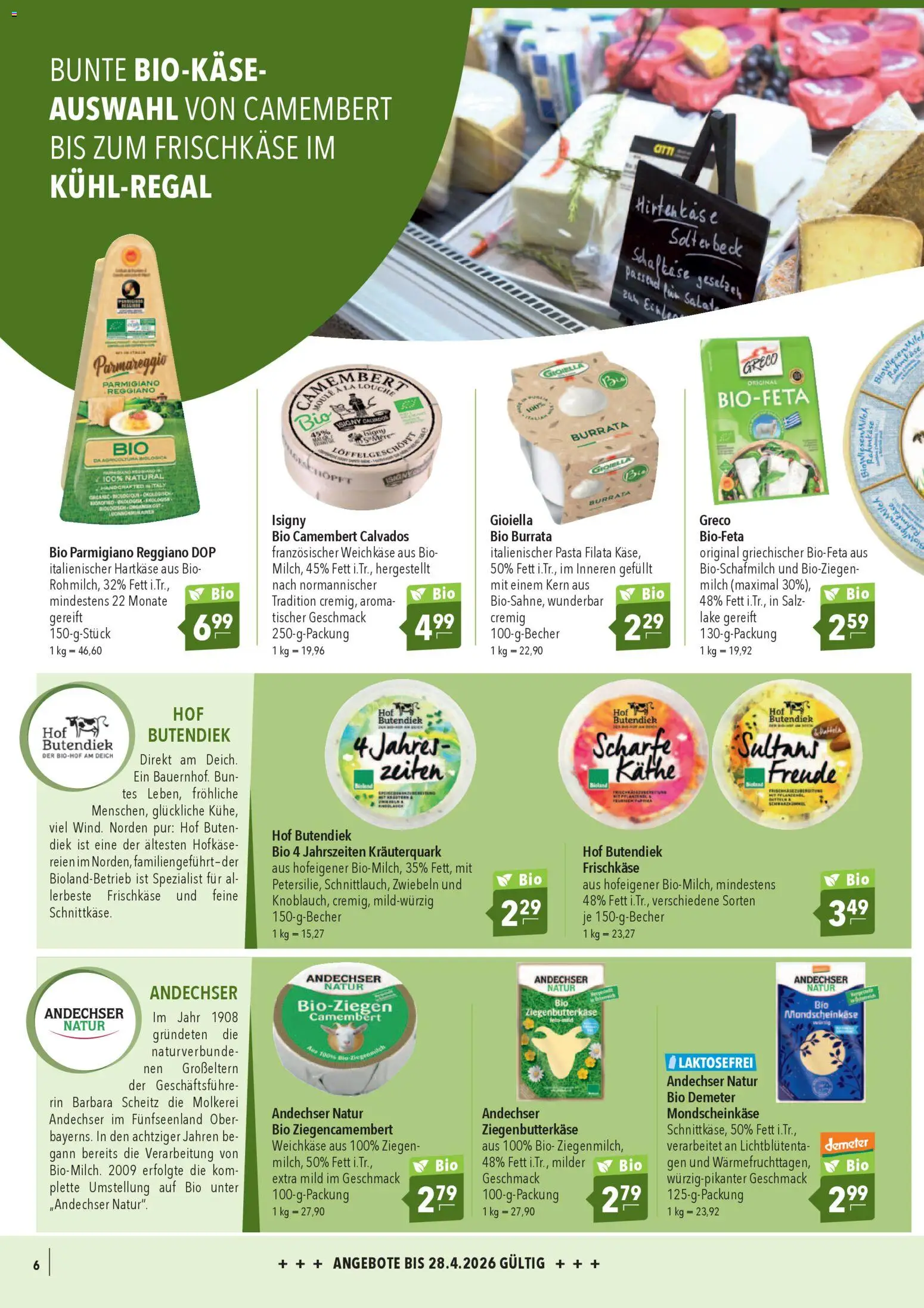 CITTI Markt Bio logisch! – gültig ab 01.04.2026 | Seite: 6 | Produkte: Käse, Zwiebeln, Salz, Pasta