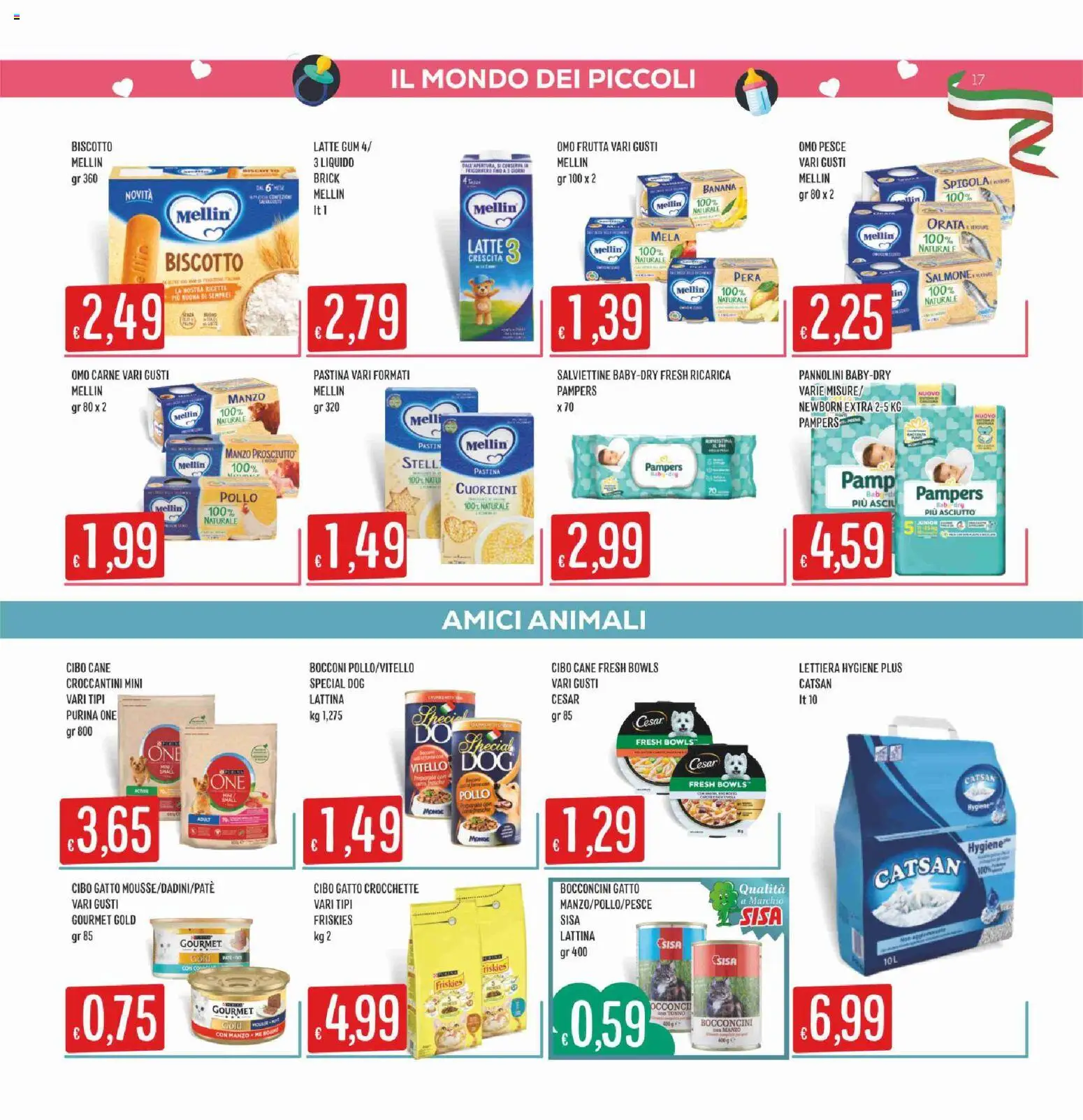 Volantino SISA del 16.04.2026 | Pagina: 17 | Prodotti: Orata, Crocchette, Pampers, Tonno