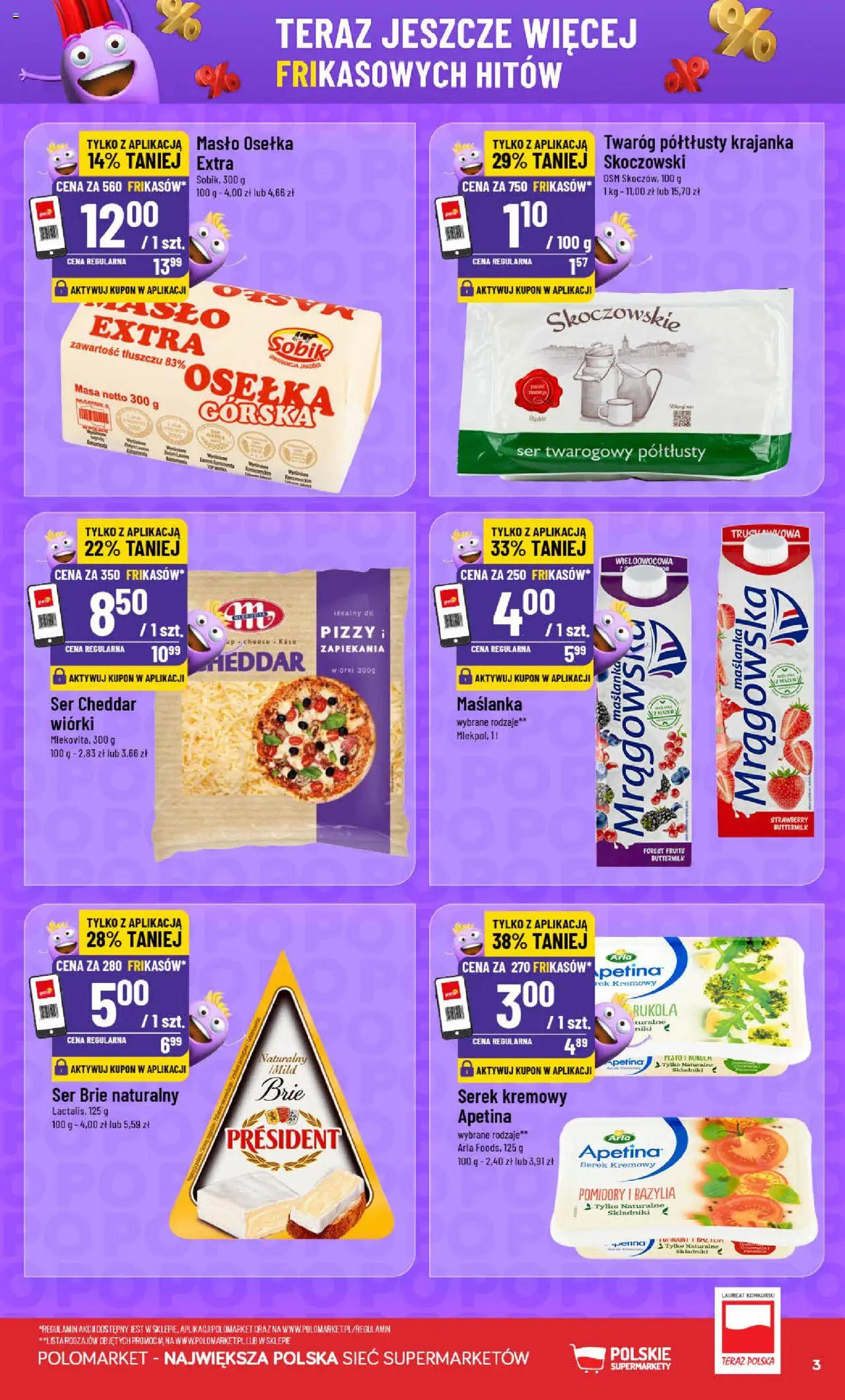 POLOmarket Gazetka - Frikasowe Hity od 08.10.2025 | Strona: 3 | Produkty: Osełka, Rukola, Twaróg, Ser cheddar
