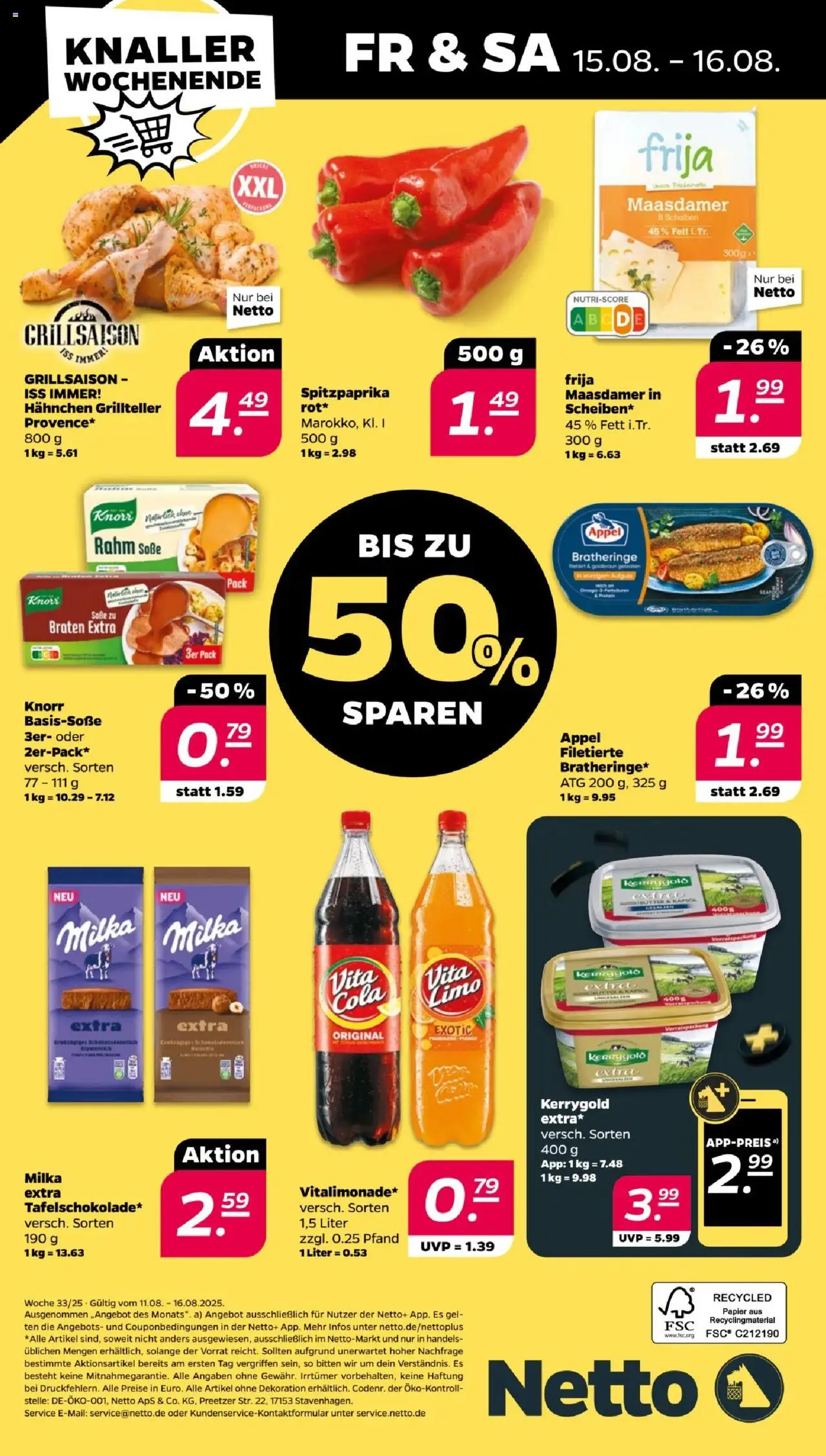 Netto Prospekt 	 - gültig ab dem 11.08.2025 | Seite: 30 | Produkte: Cola, Rapsöl, Milka, Soße