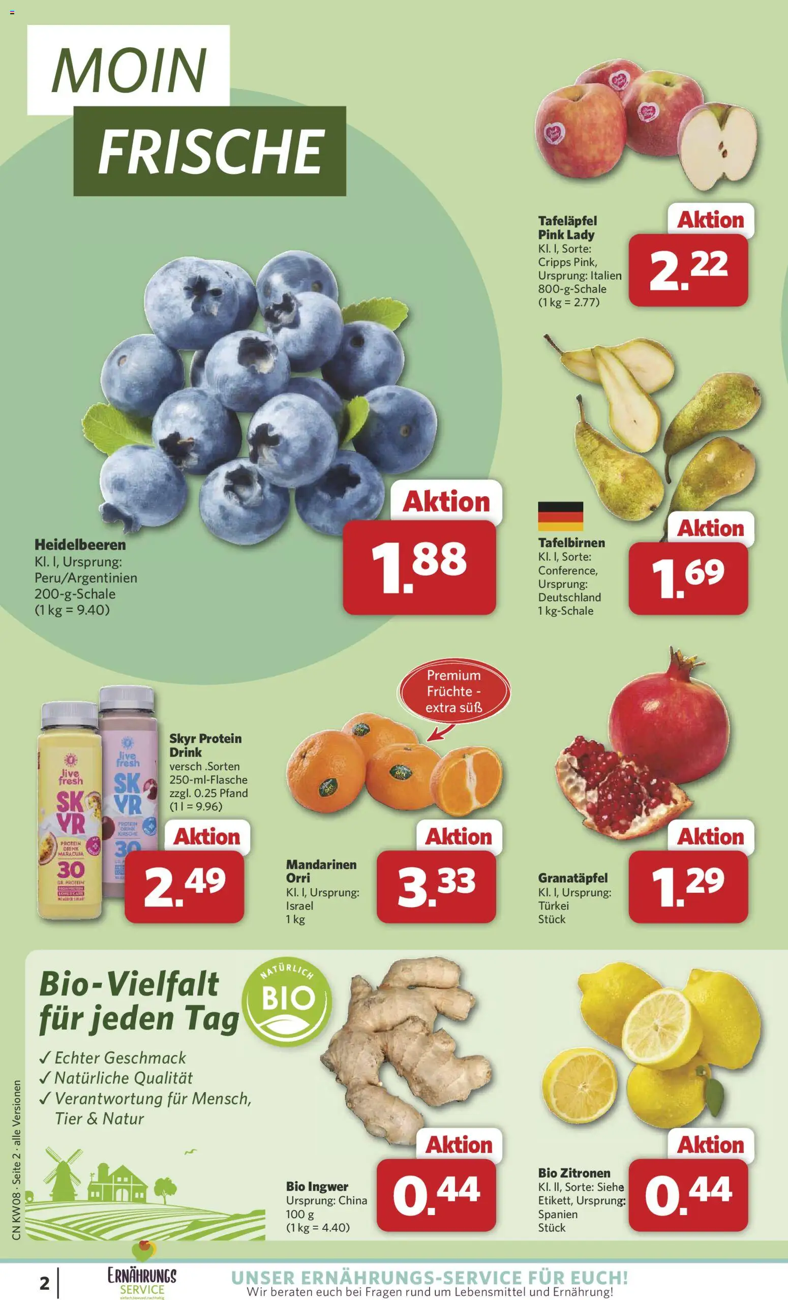 Combi Prospekt 	 – gültig ab 16.02.2026 | Seite: 2 | Produkte: Granatapfel, Mandarinen, Skyr, Heidelbeeren