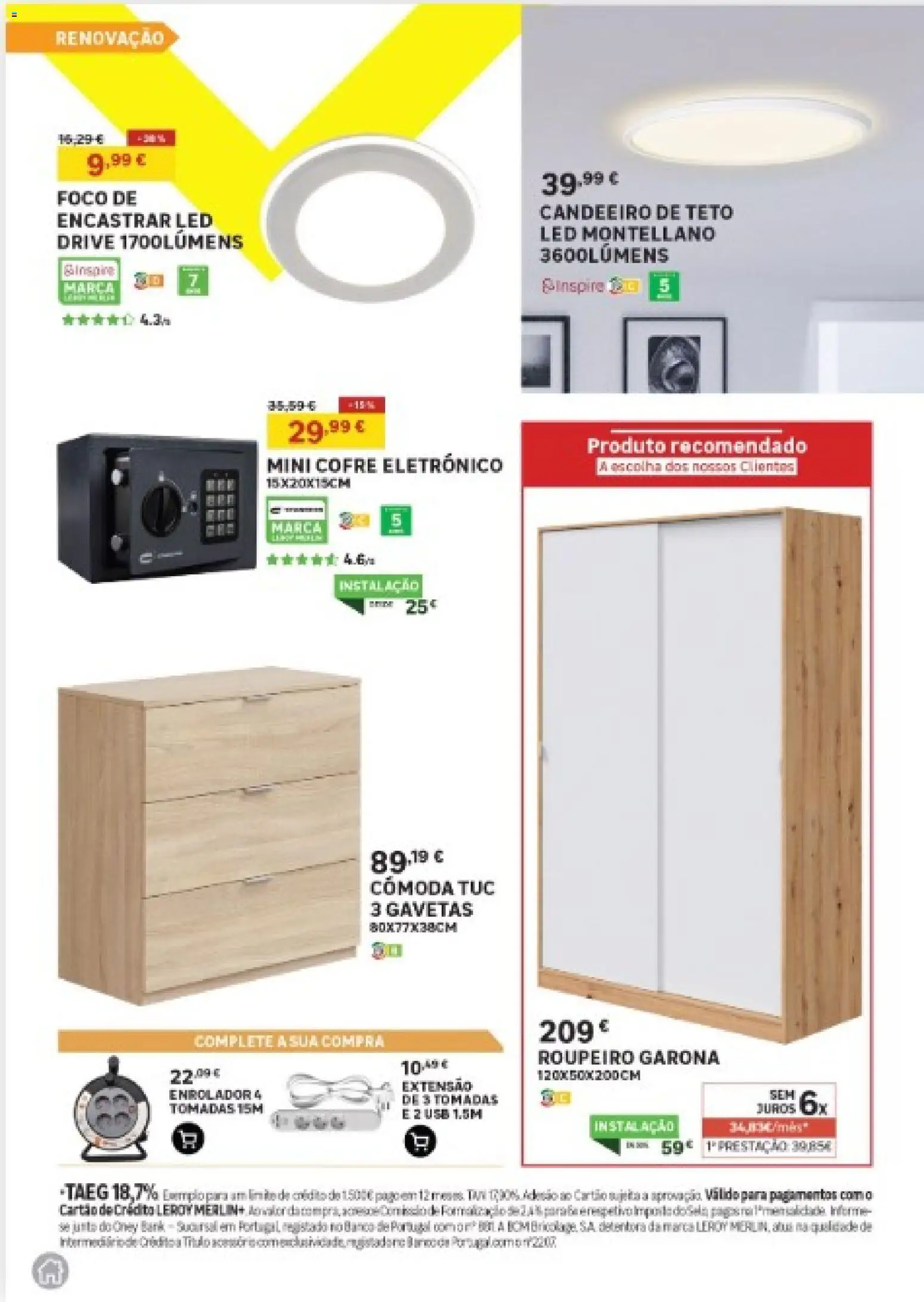 Leroy Merlin Catálogo │ válido de 11.12.2025 | Página: 6 | Produtos: Candeeiro, USB, Banco, Roupeiro